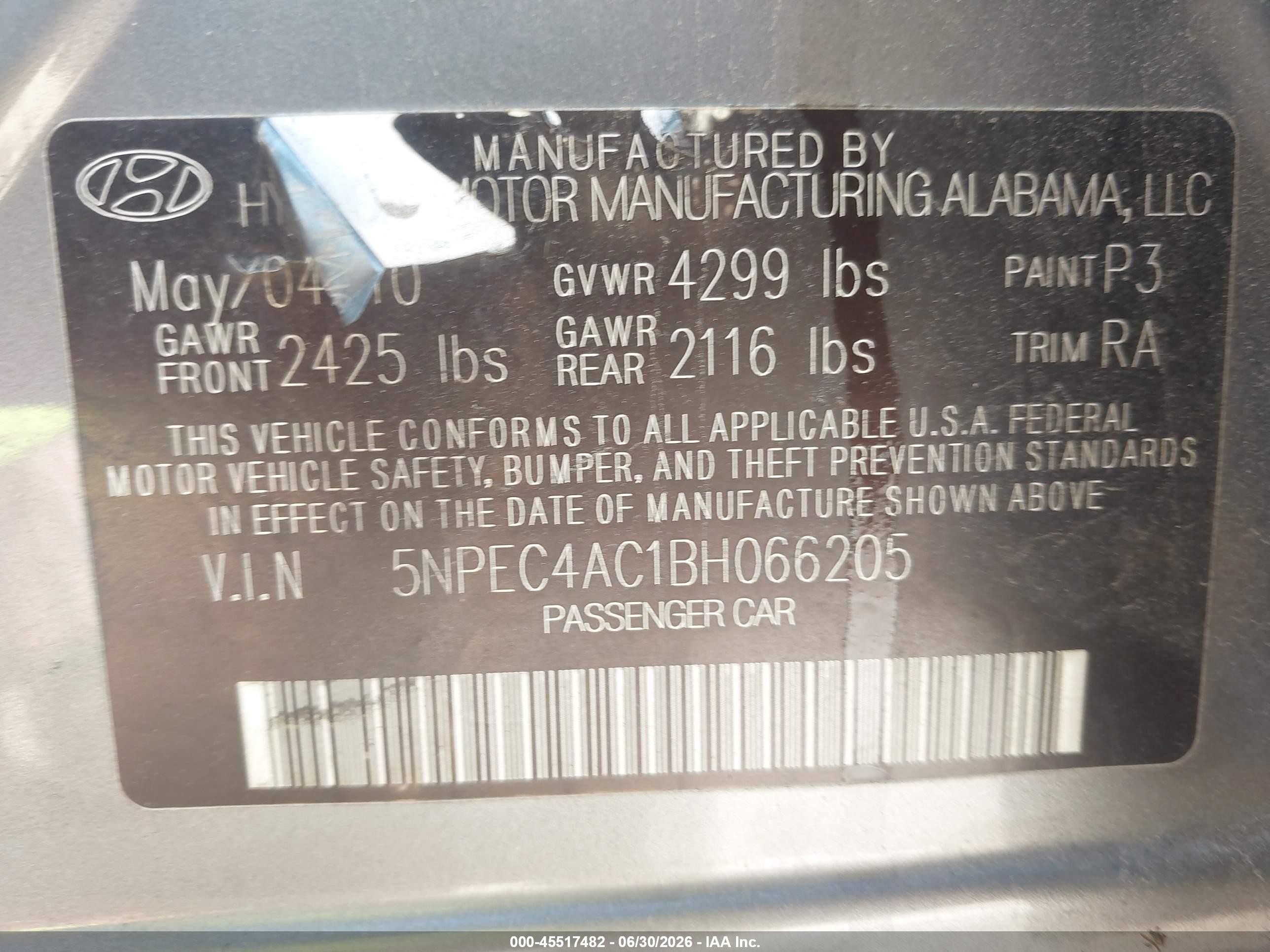 2011 Hyundai Sonata Se Gray vin: 5NPEC4AC1BH066205