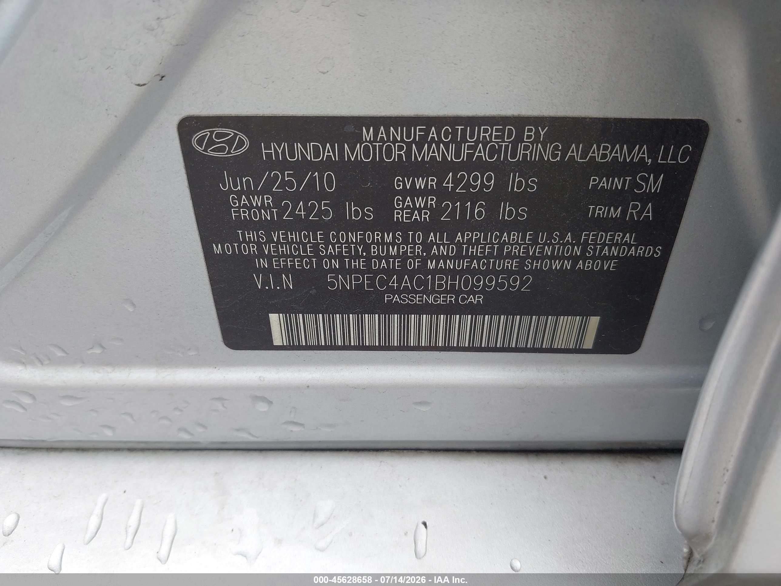 2011 Hyundai Sonata Limited Silver vin: 5NPEC4AC1BH099592