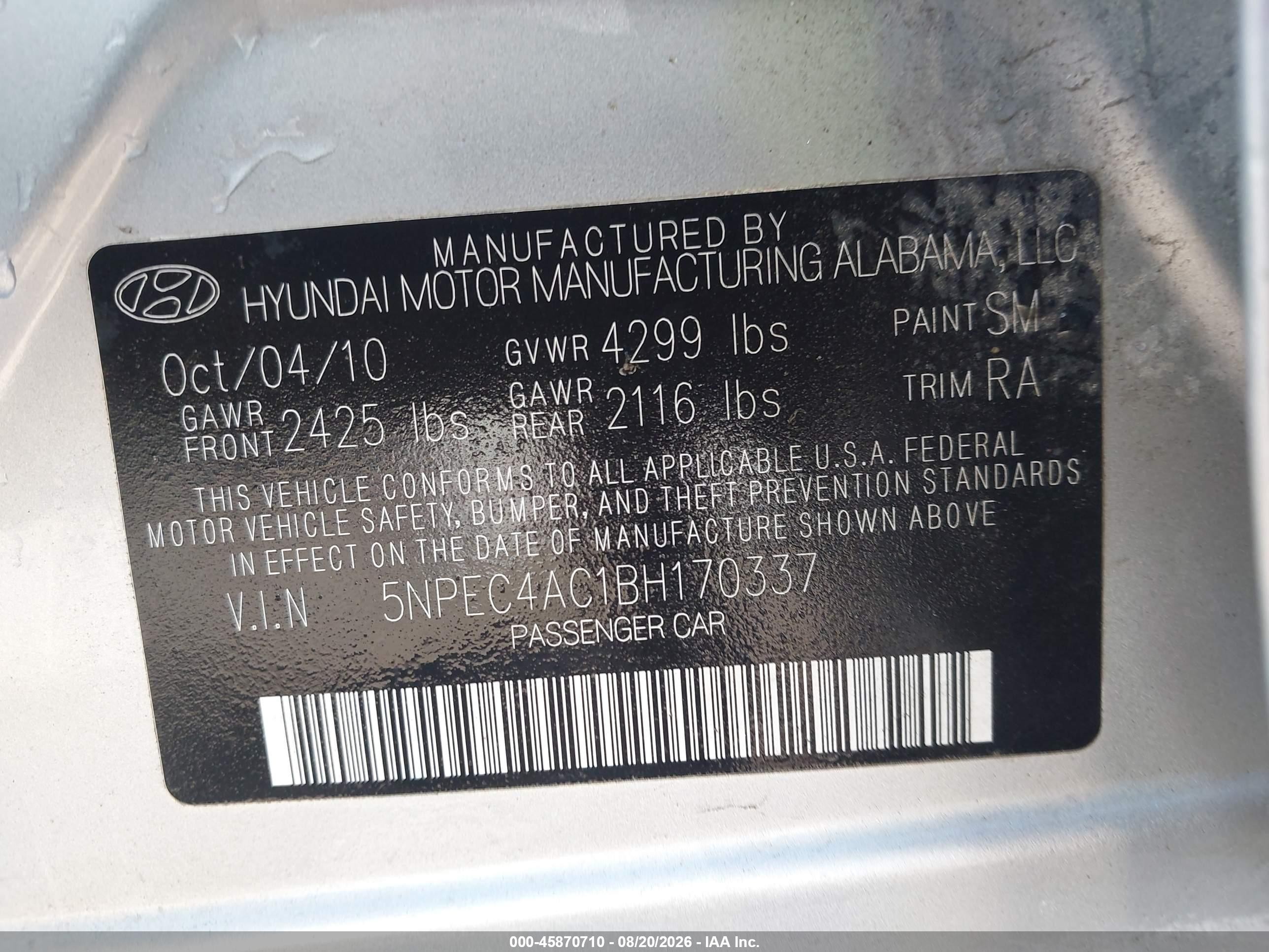 2011 Hyundai Sonata Limited Серебряный vin: 5NPEC4AC1BH170337