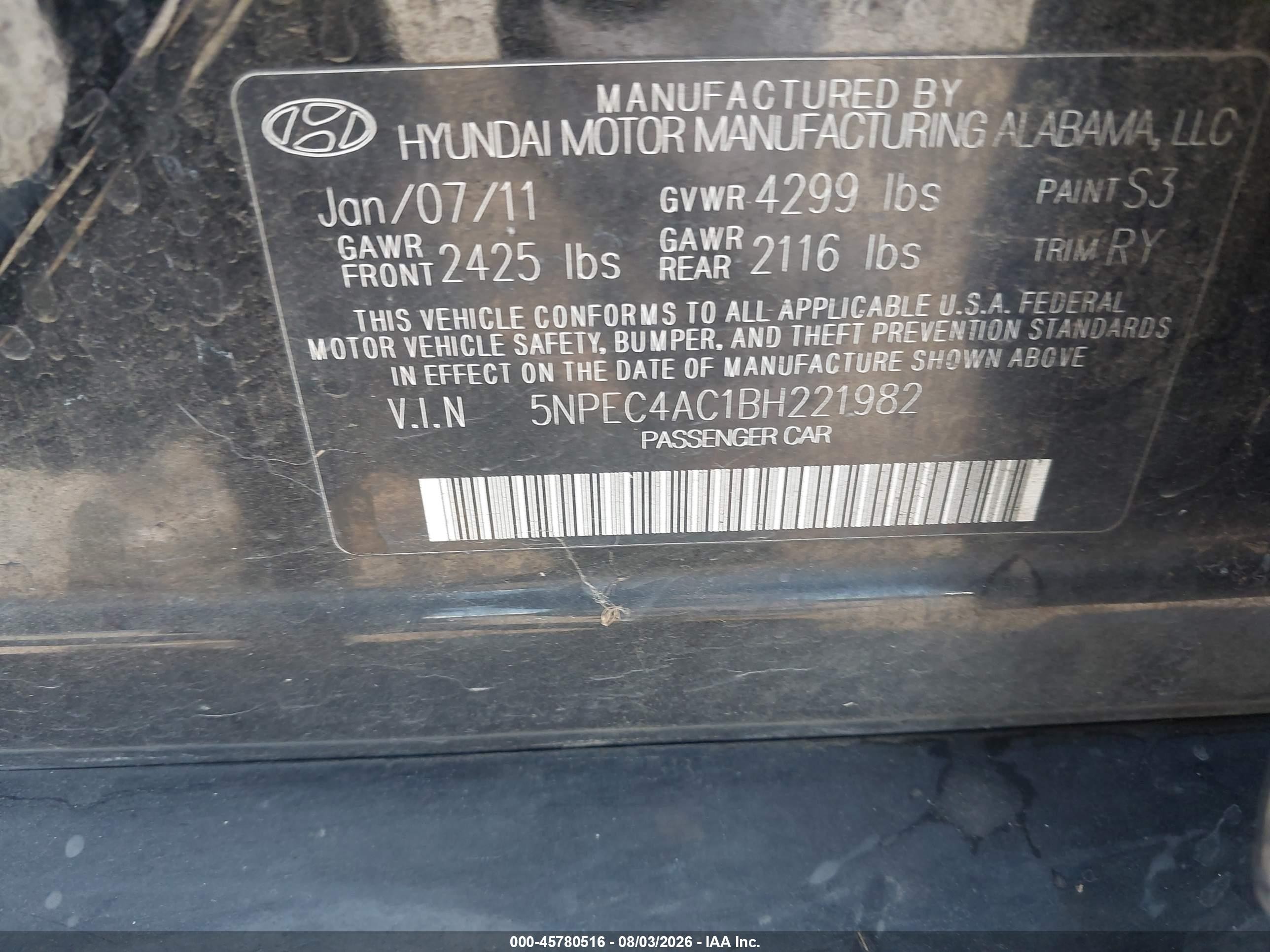 2011 Hyundai Sonata Se Black vin: 5NPEC4AC1BH221982