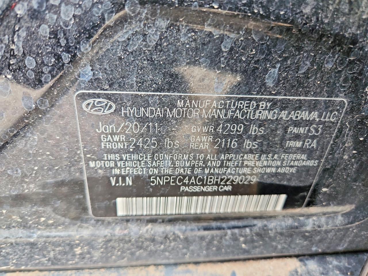 2011 Hyundai Sonata Limited Black vin: 5NPEC4AC1BH229029