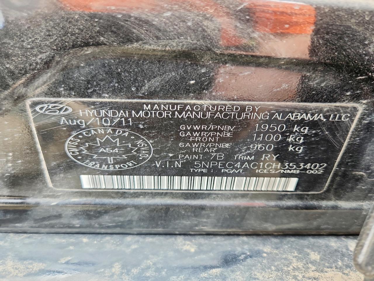 2012 Hyundai Sonata Se Black vin: 5NPEC4AC1CH353402
