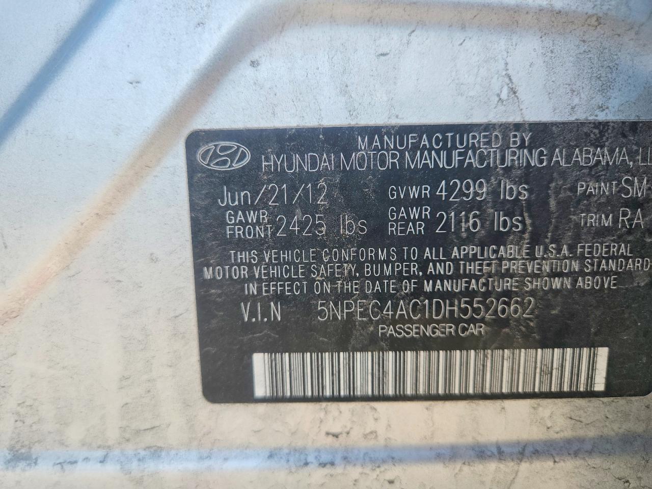 2013 Hyundai Sonata Se Silver vin: 5NPEC4AC1DH552662