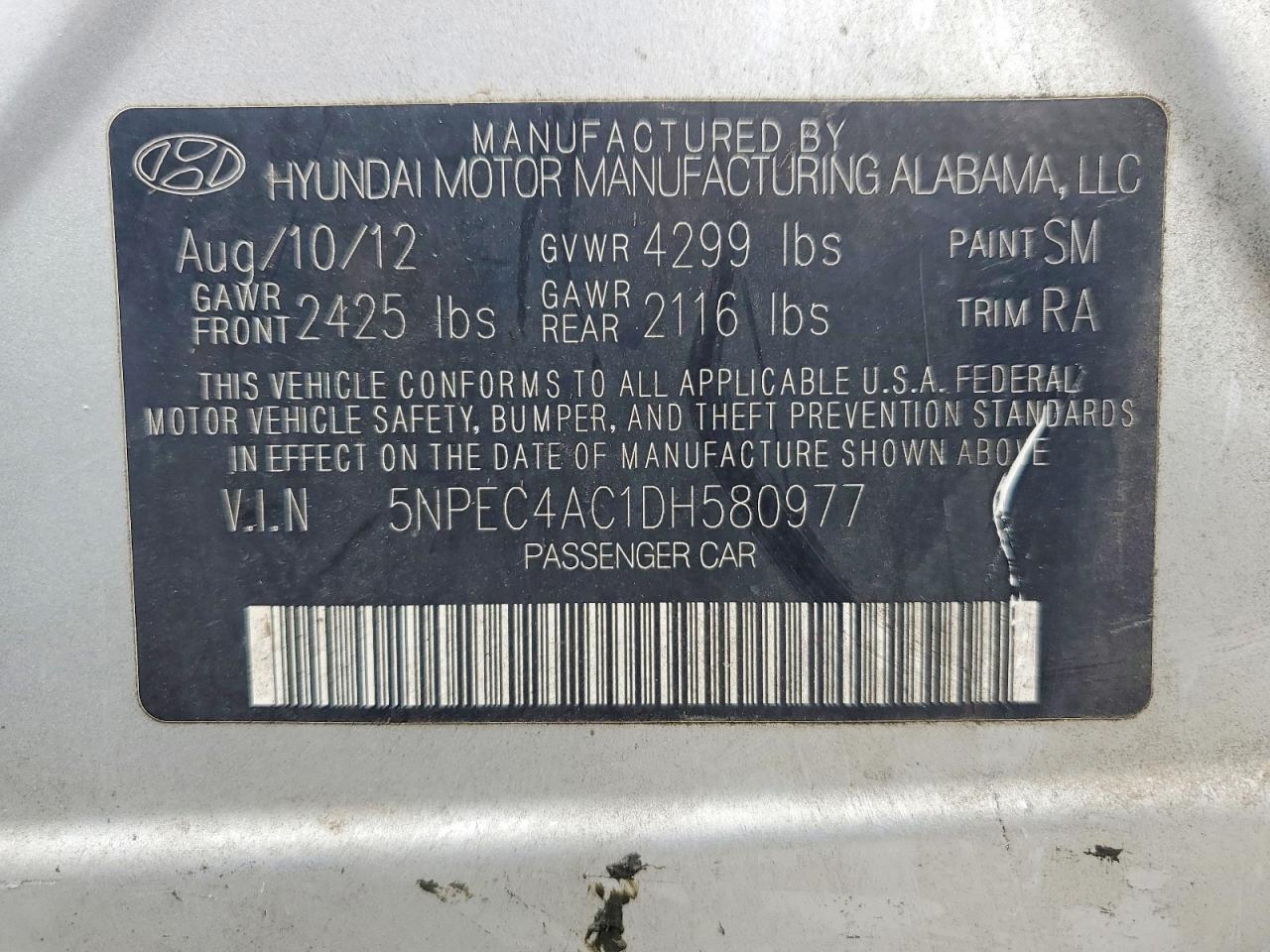 2013 Hyundai Sonata Limited Silver vin: 5NPEC4AC1DH580977