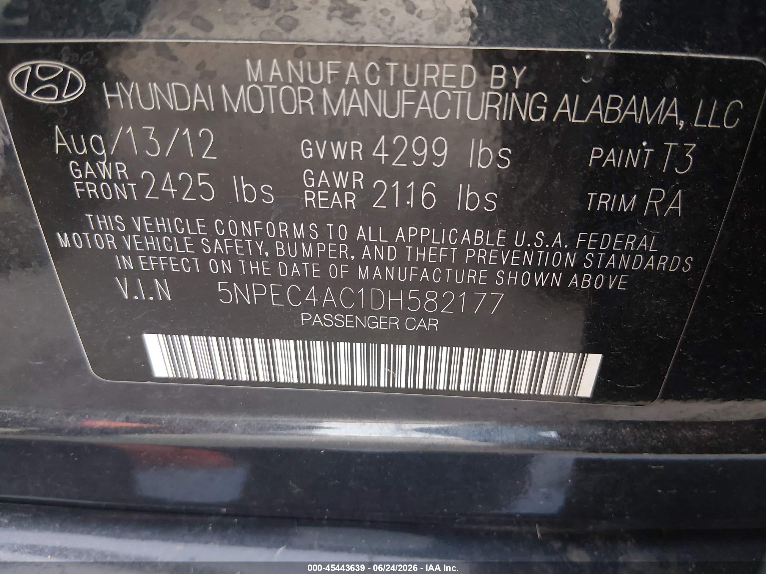 2013 Hyundai Sonata Limited Blue vin: 5NPEC4AC1DH582177