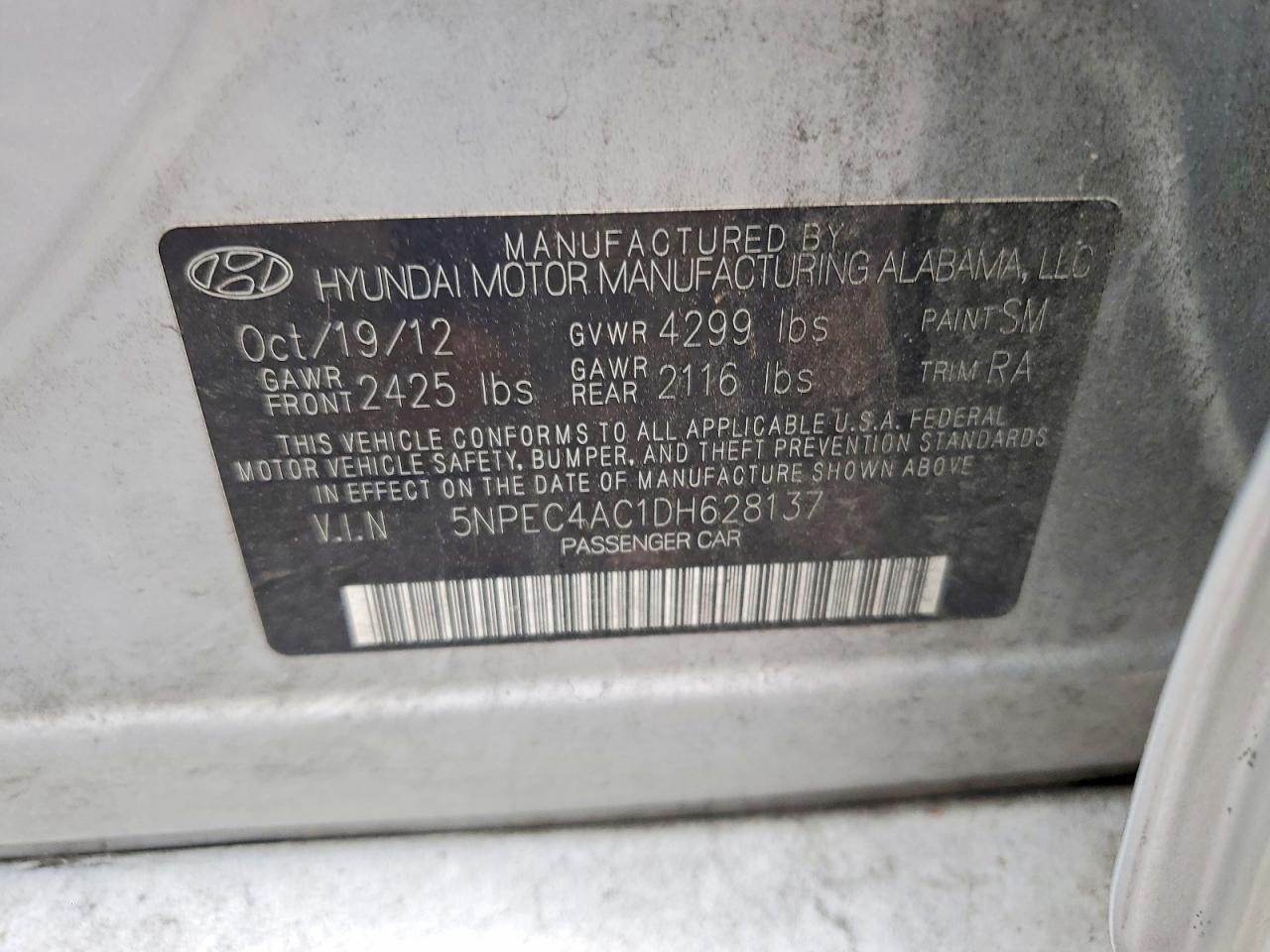 2013 Hyundai Sonata Limited Silver vin: 5NPEC4AC1DH628137
