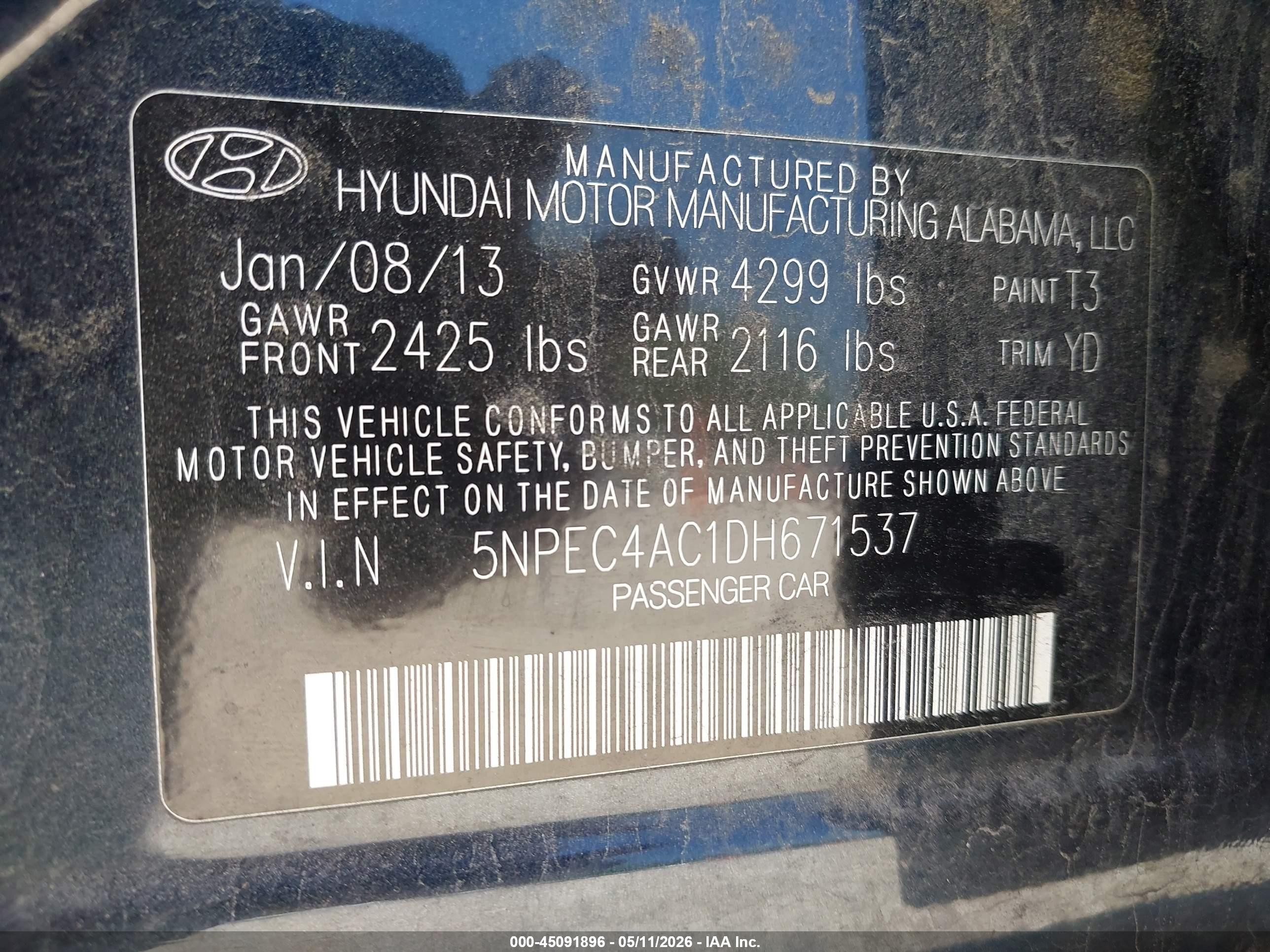 2013 Hyundai Sonata Limited Black vin: 5NPEC4AC1DH671537