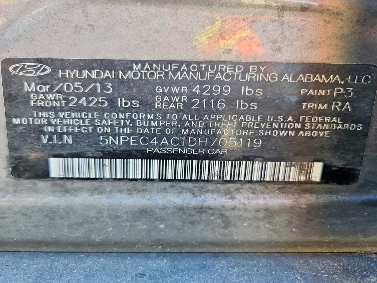 2013 Hyundai Sonata Se Серый vin: 5NPEC4AC1DH705119