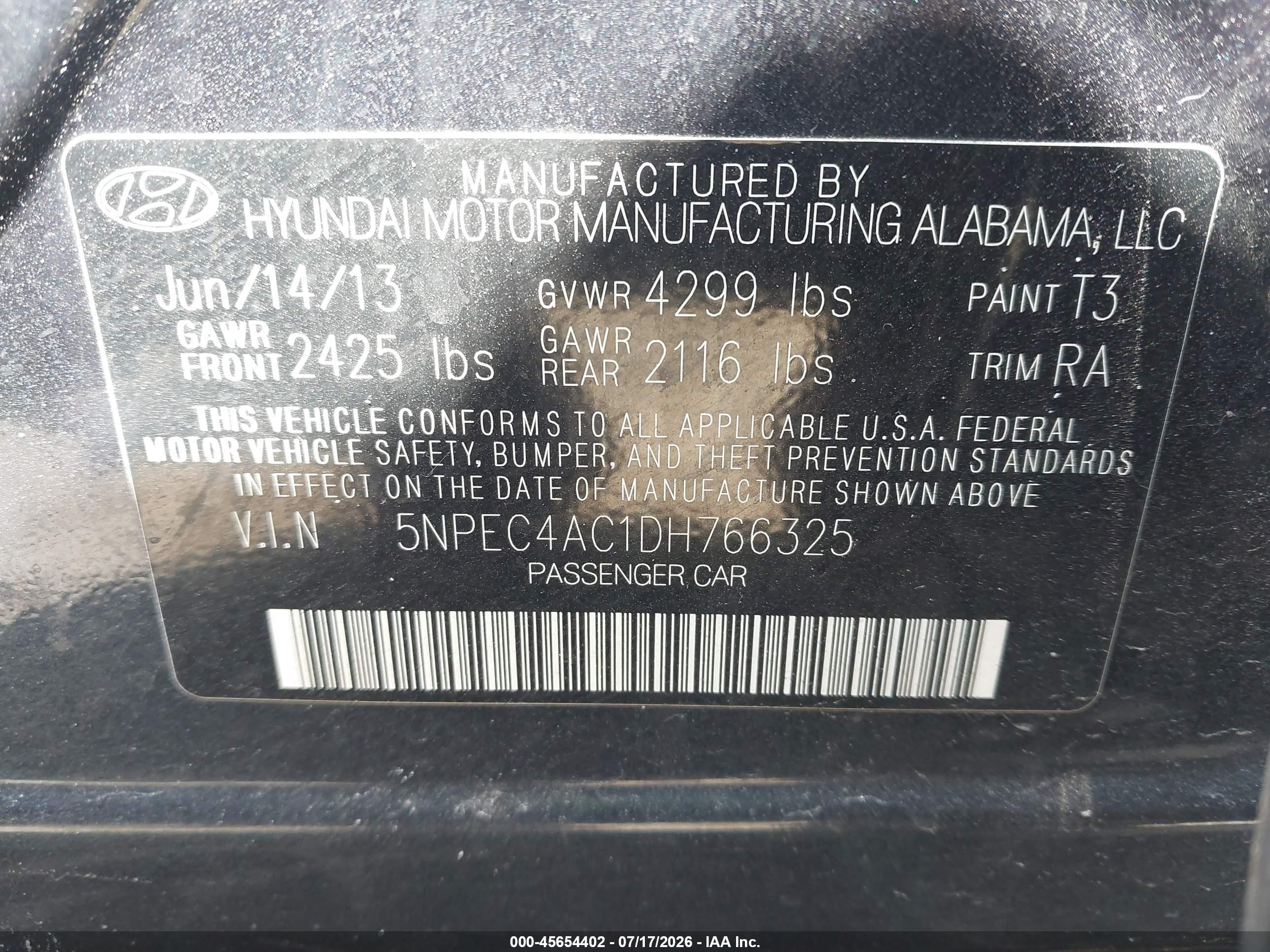2013 Hyundai Sonata Se Blue vin: 5NPEC4AC1DH766325