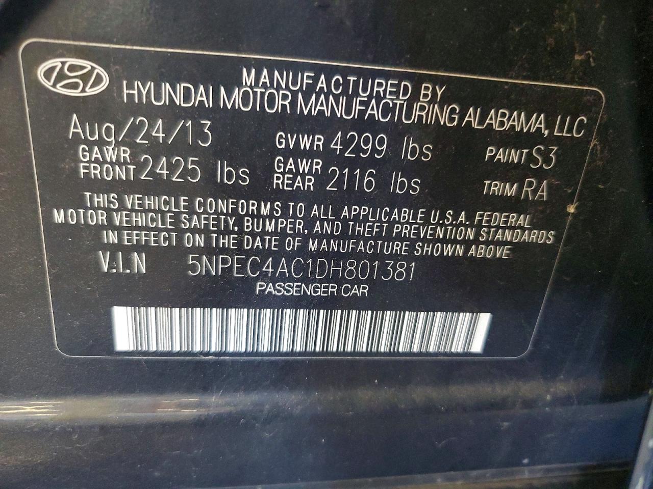 2013 Hyundai Sonata Limited Black vin: 5NPEC4AC1DH801381