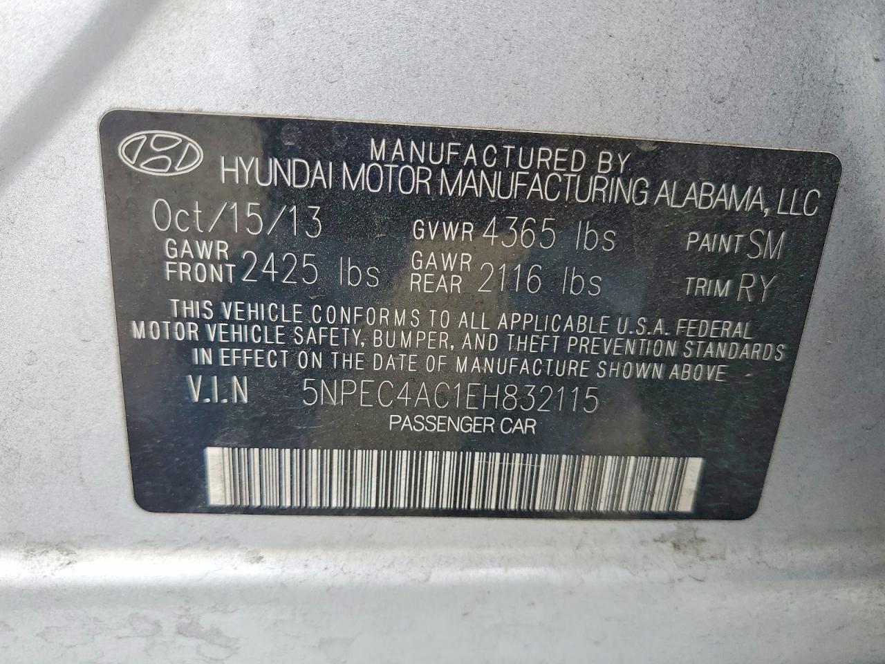 2014 Hyundai Sonata Limited Silver vin: 5NPEC4AC1EH832115