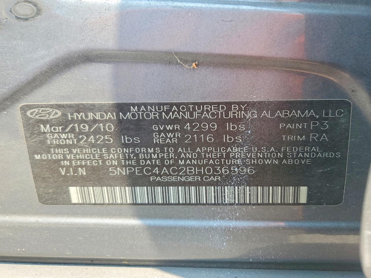 2011 Hyundai Sonata Se Серый vin: 5NPEC4AC2BH036596