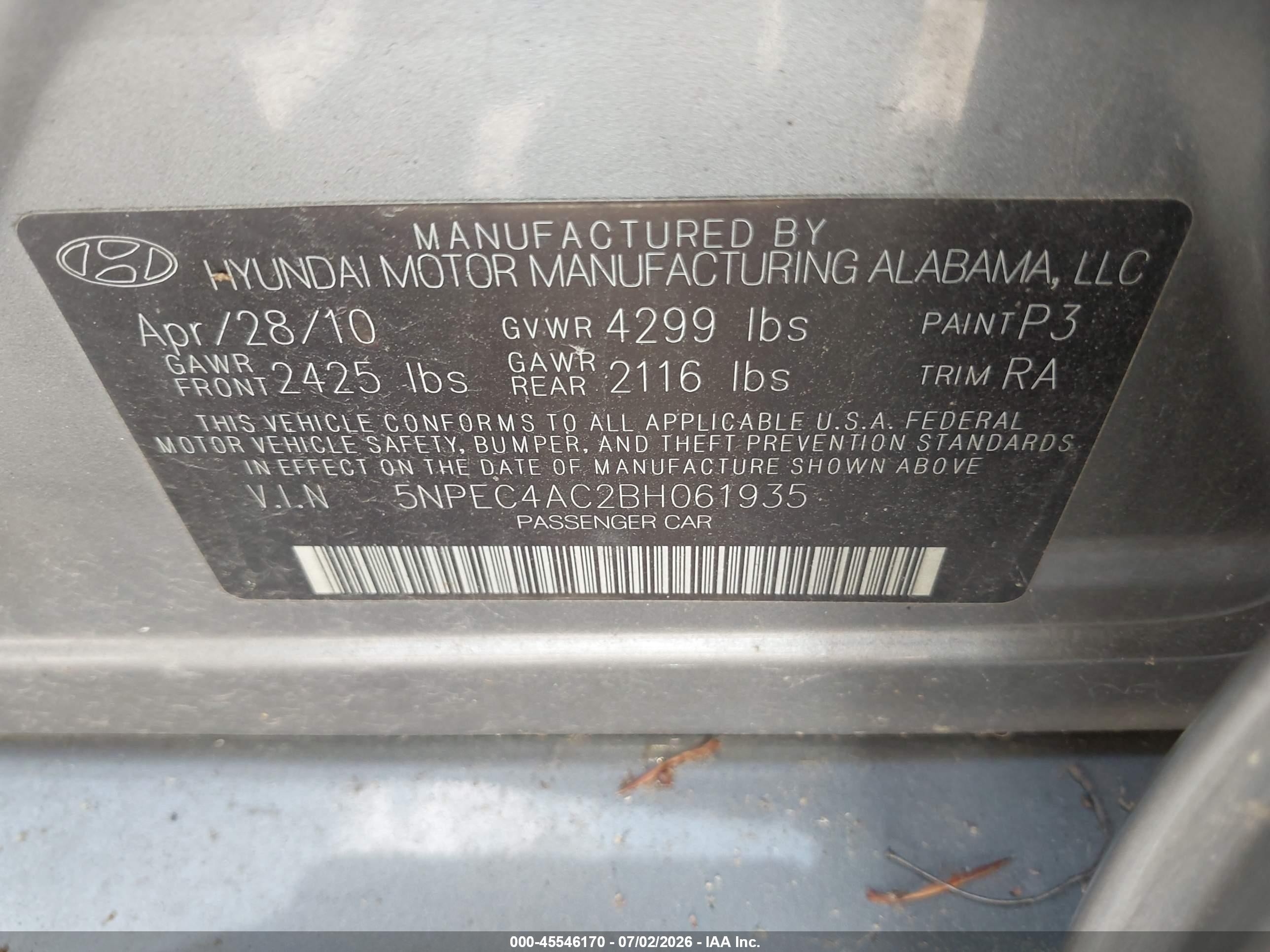 2011 Hyundai Sonata Se Gray vin: 5NPEC4AC2BH061935