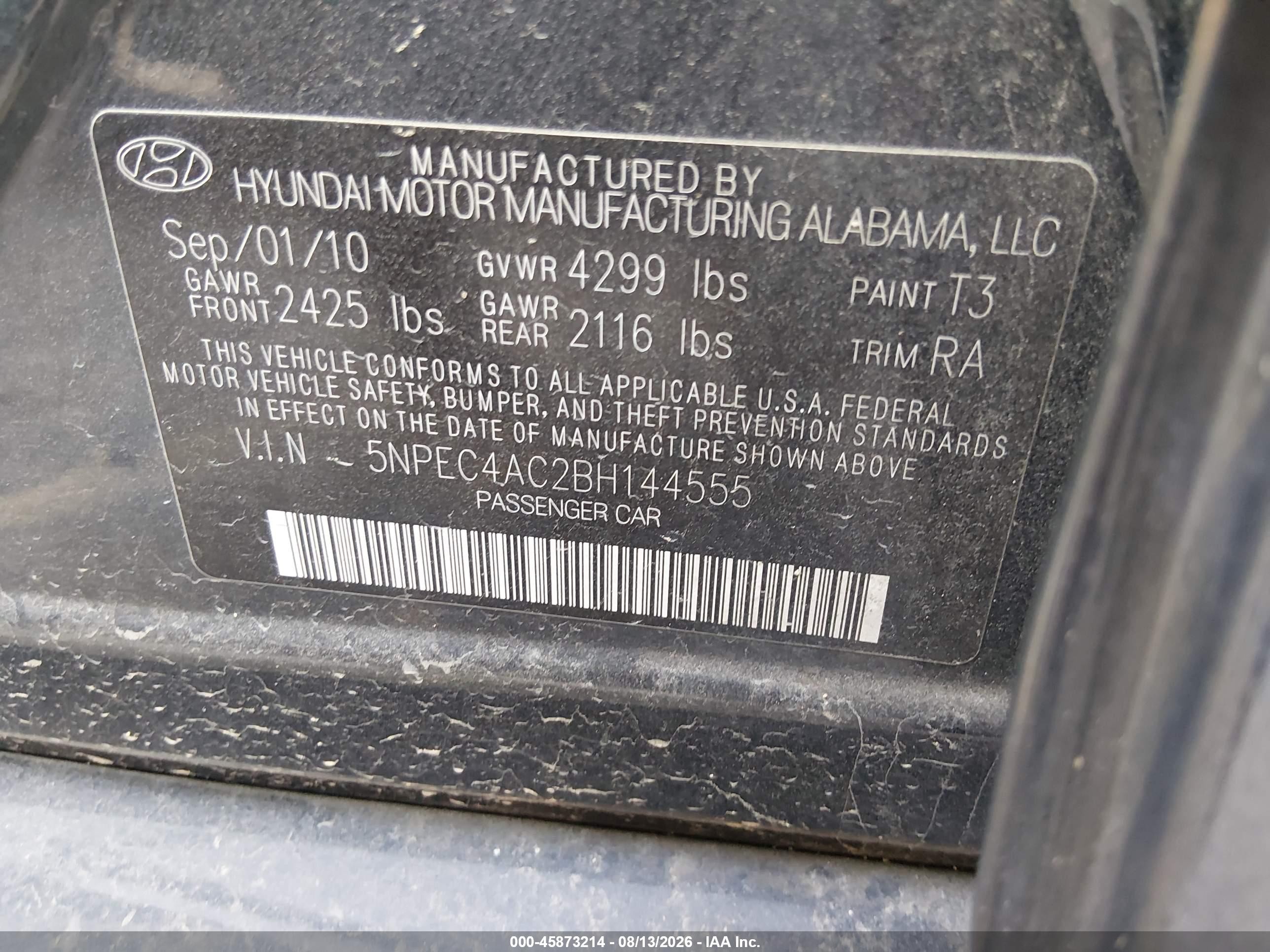 2011 Hyundai Sonata Limited Blue vin: 5NPEC4AC2BH144555