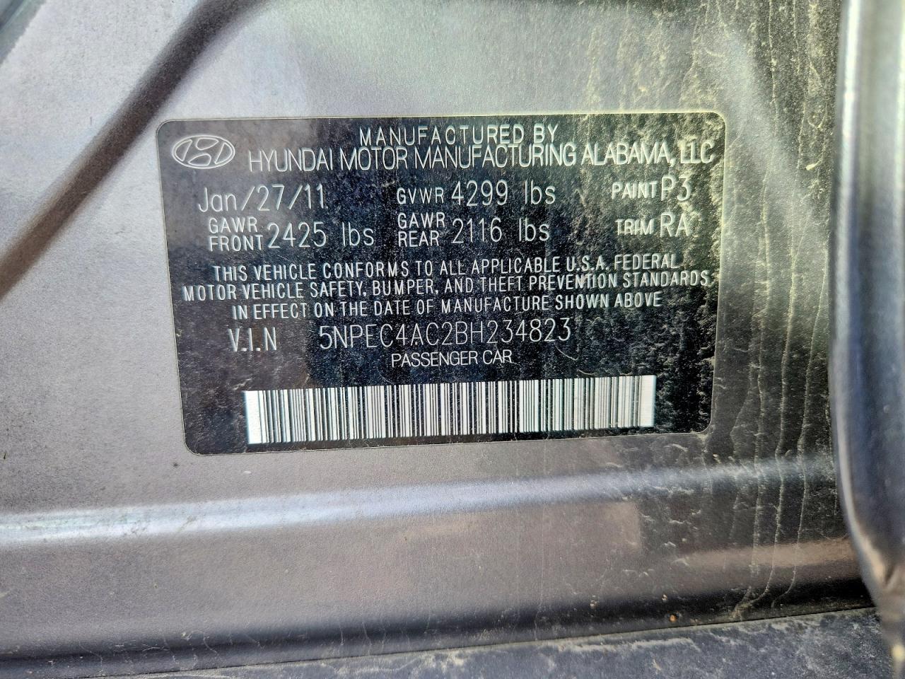 2011 Hyundai Sonata Limited Gray vin: 5NPEC4AC2BH234823