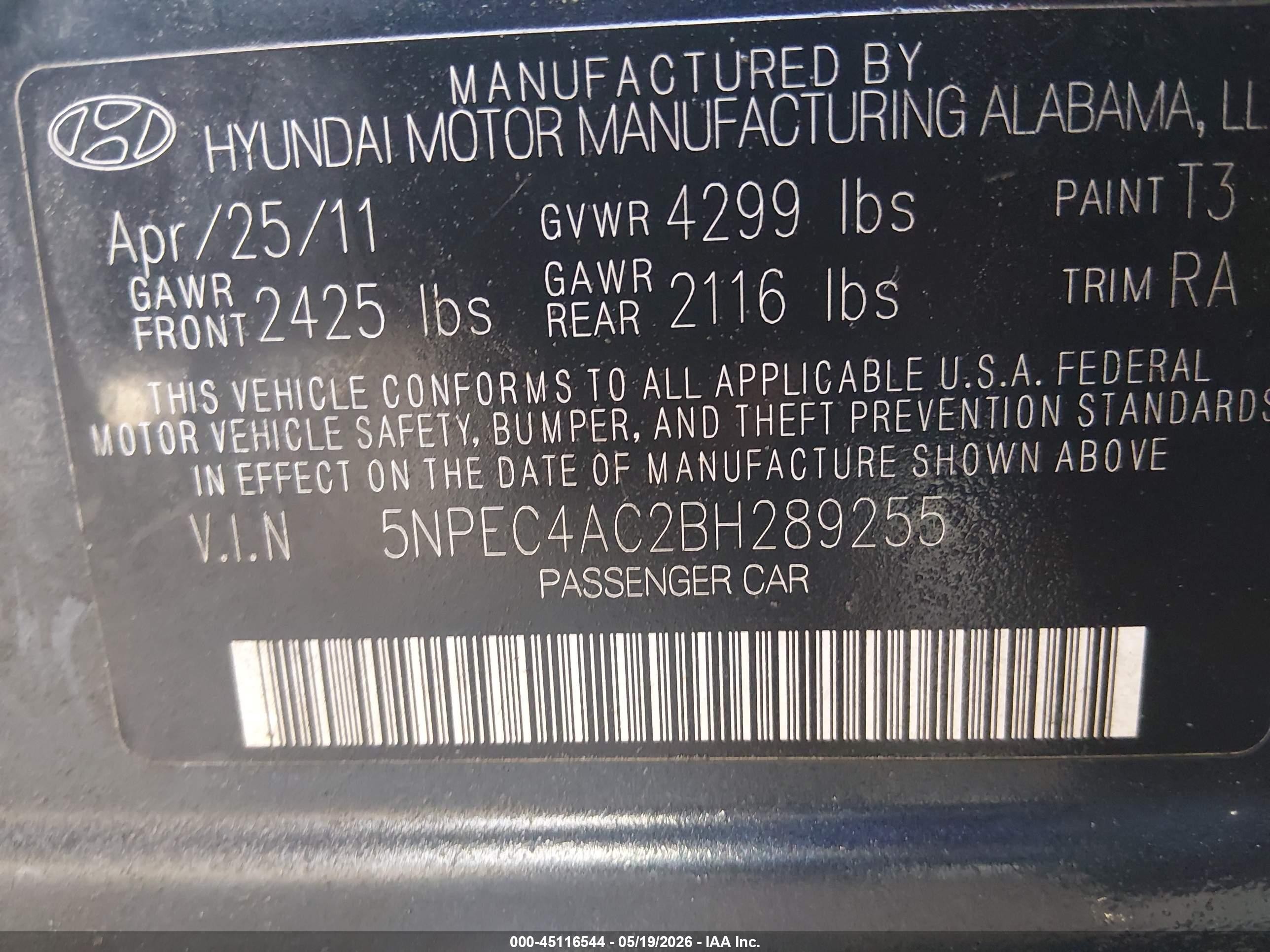 2011 Hyundai Sonata Se Blue vin: 5NPEC4AC2BH289255