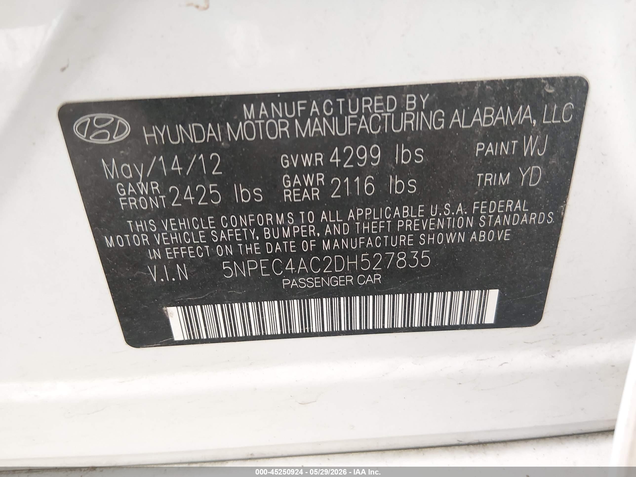 2013 Hyundai Sonata Limited White vin: 5NPEC4AC2DH527835