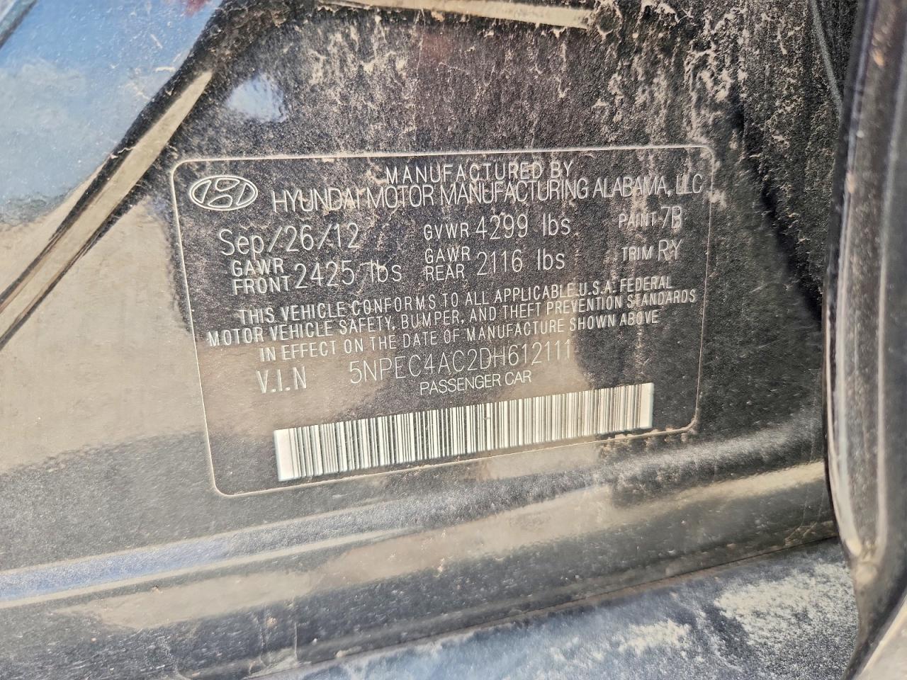 2013 Hyundai Sonata Limited Черный vin: 5NPEC4AC2DH612111