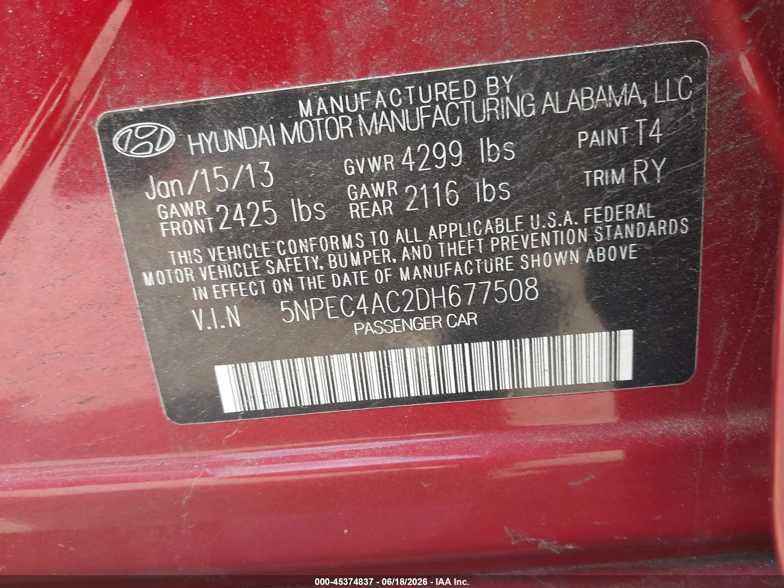 2013 Hyundai Sonata Se Red vin: 5NPEC4AC2DH677508