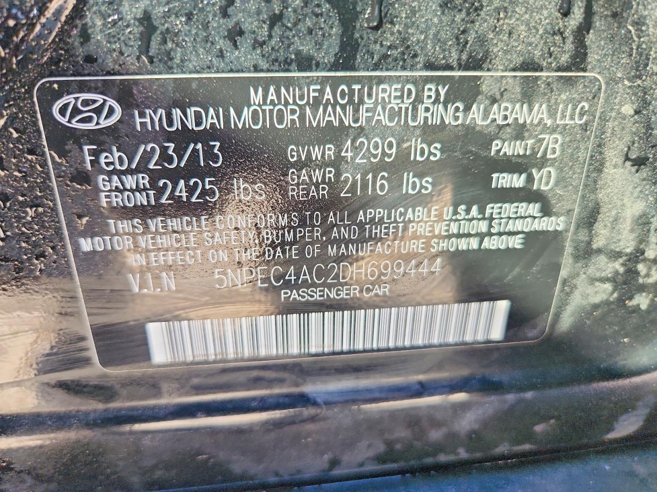 2013 Hyundai Sonata Limited Black vin: 5NPEC4AC2DH699444