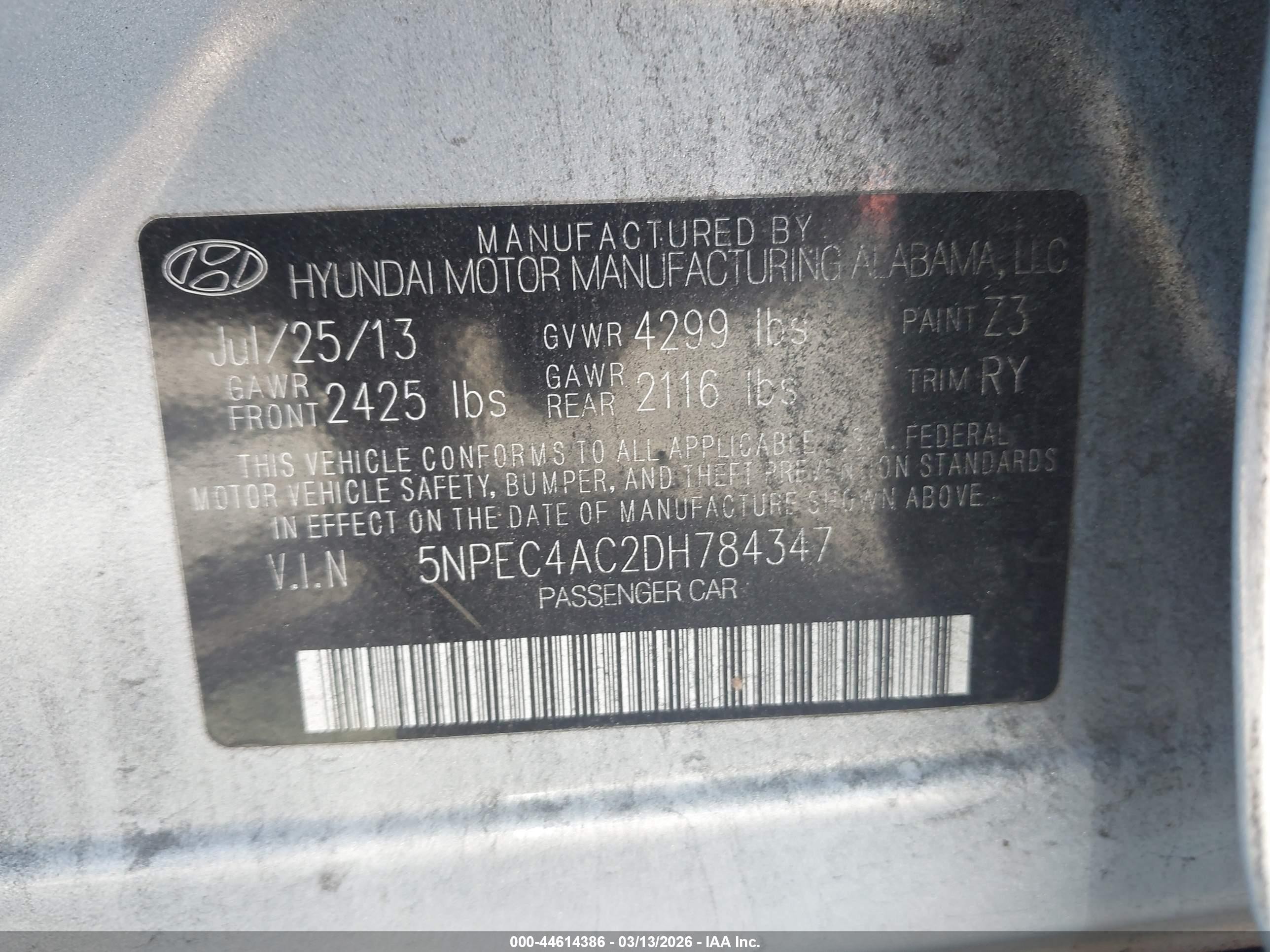2013 Hyundai Sonata Se Silver vin: 5NPEC4AC2DH784347