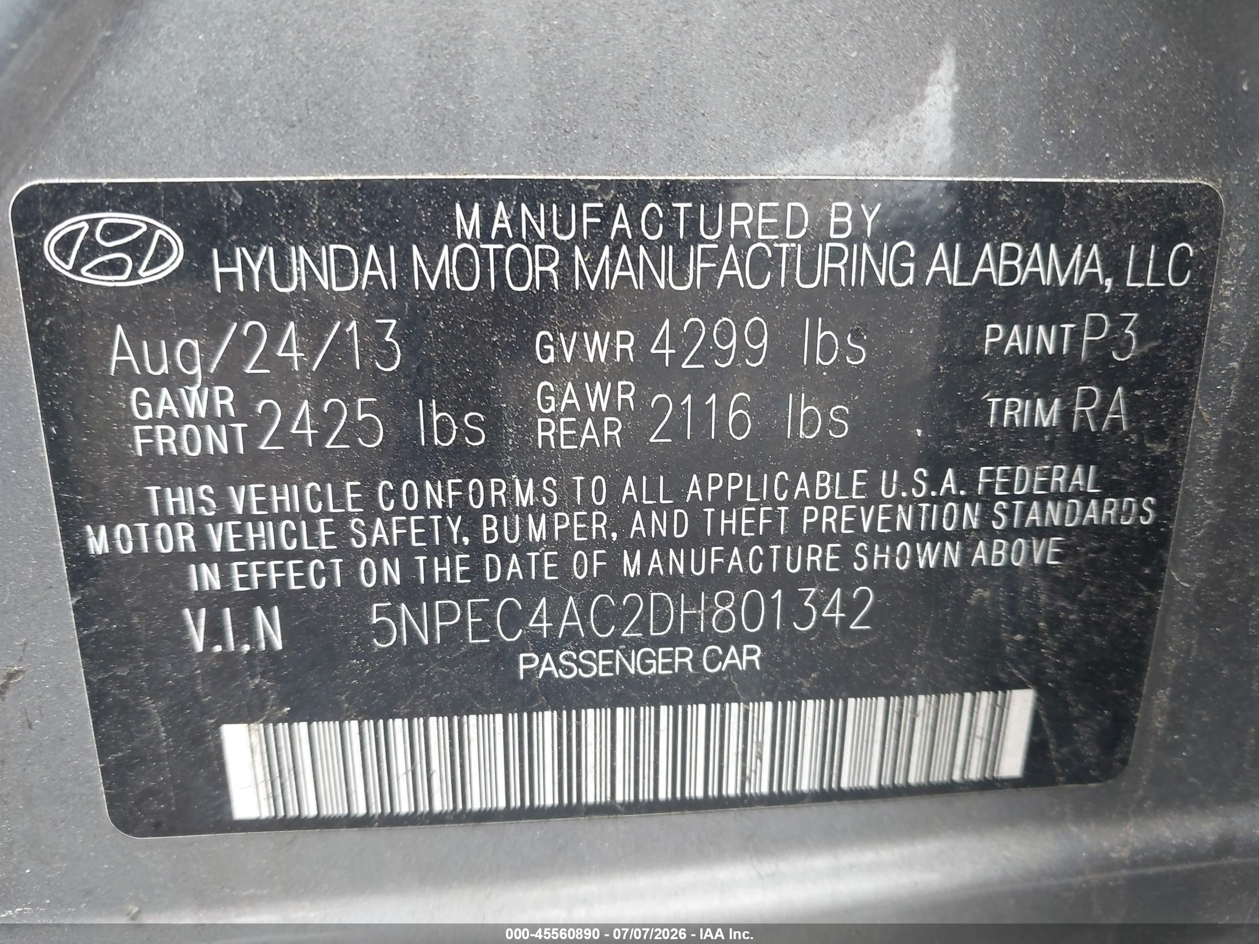2013 Hyundai Sonata Limited Gray vin: 5NPEC4AC2DH801342