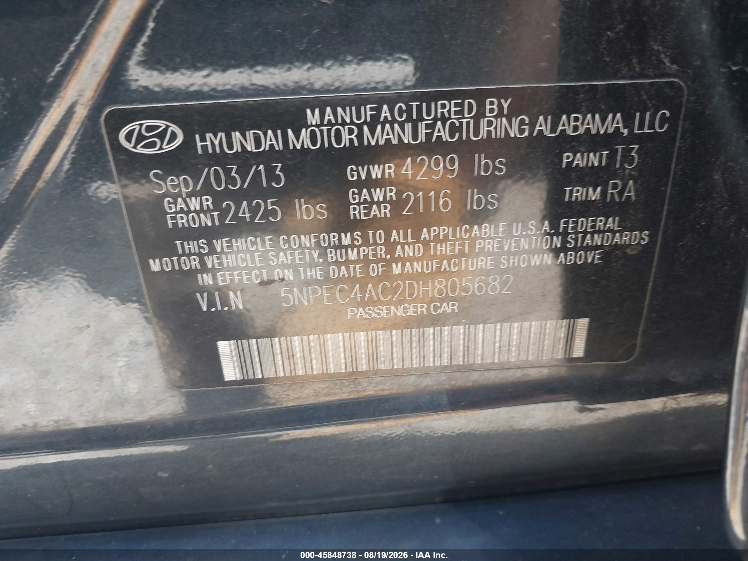 2013 Hyundai Sonata Limited Black vin: 5NPEC4AC2DH805682