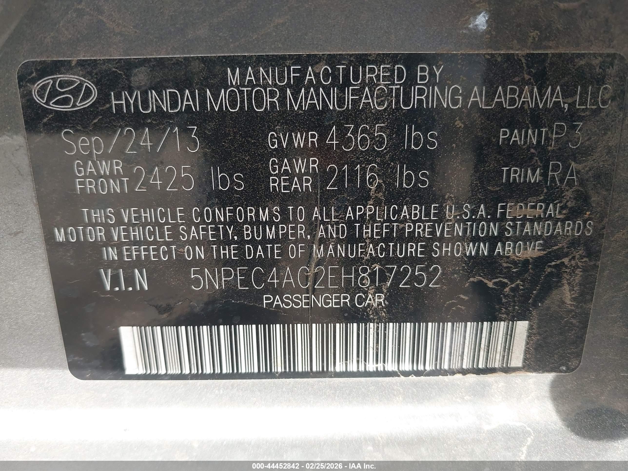 2014 Hyundai Sonata Limited Tan vin: 5NPEC4AC2EH817252