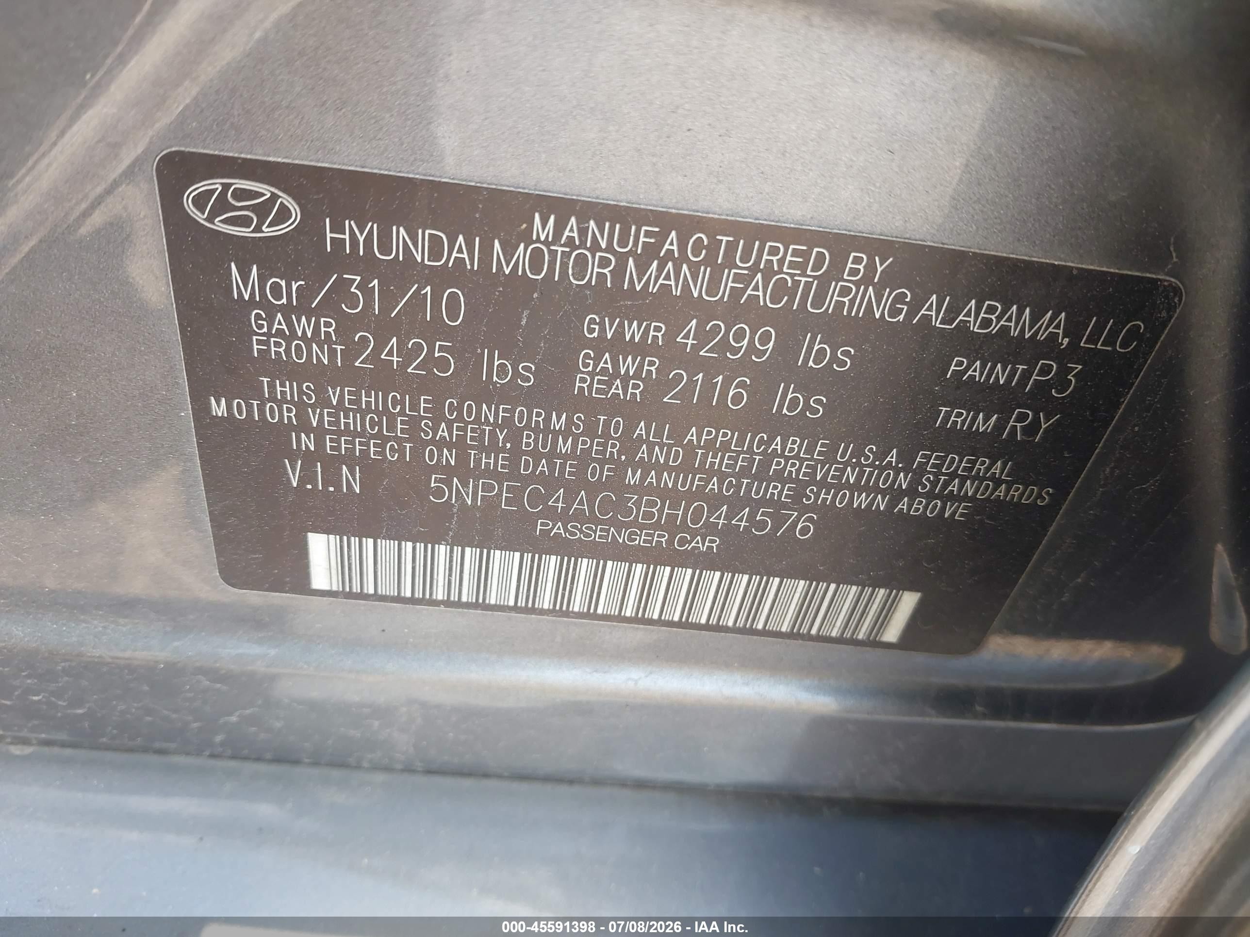 2011 Hyundai Sonata Limited Gray vin: 5NPEC4AC3BH044576
