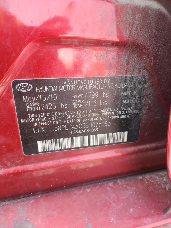 2011 Hyundai Sonata Se Red vin: 5NPEC4AC3BH075083