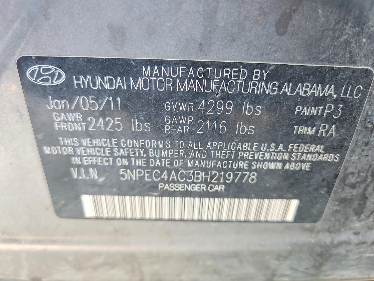 2011 Hyundai Sonata Limited Gray vin: 5NPEC4AC3BH219778