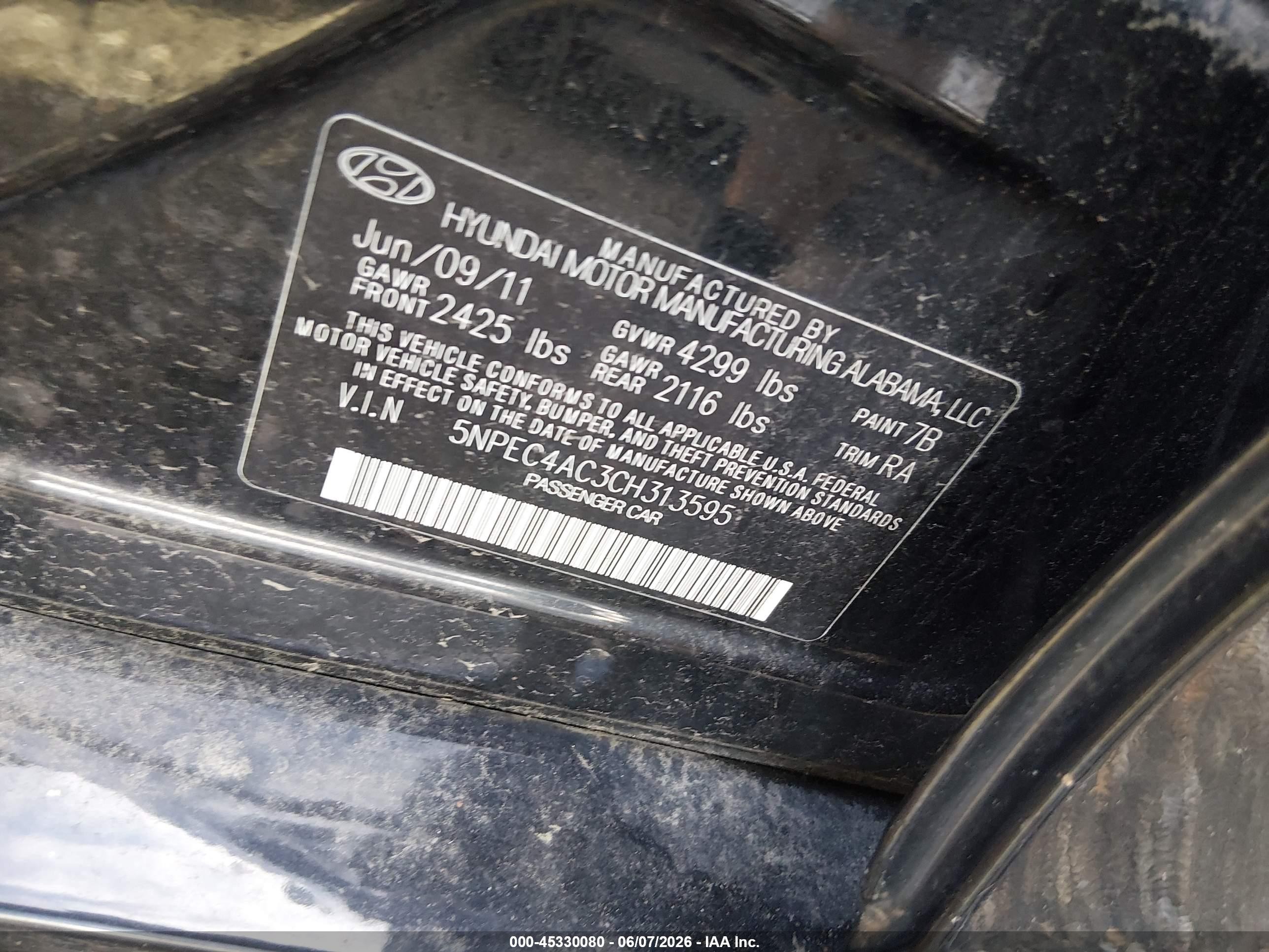 2012 Hyundai Sonata Limited Black vin: 5NPEC4AC3CH313595