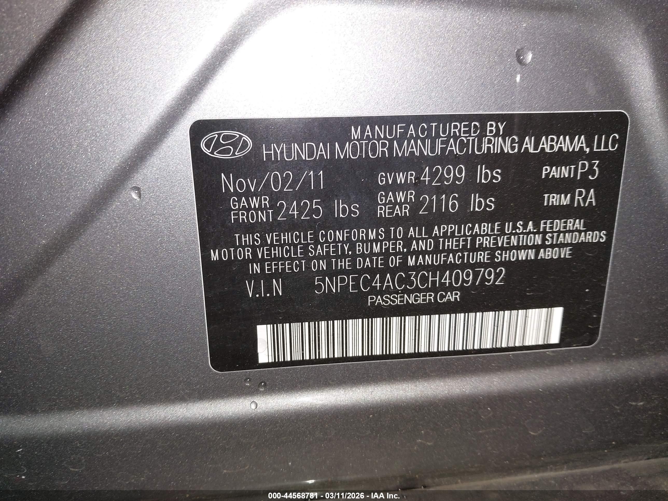 2012 Hyundai Sonata Limited Серый vin: 5NPEC4AC3CH409792