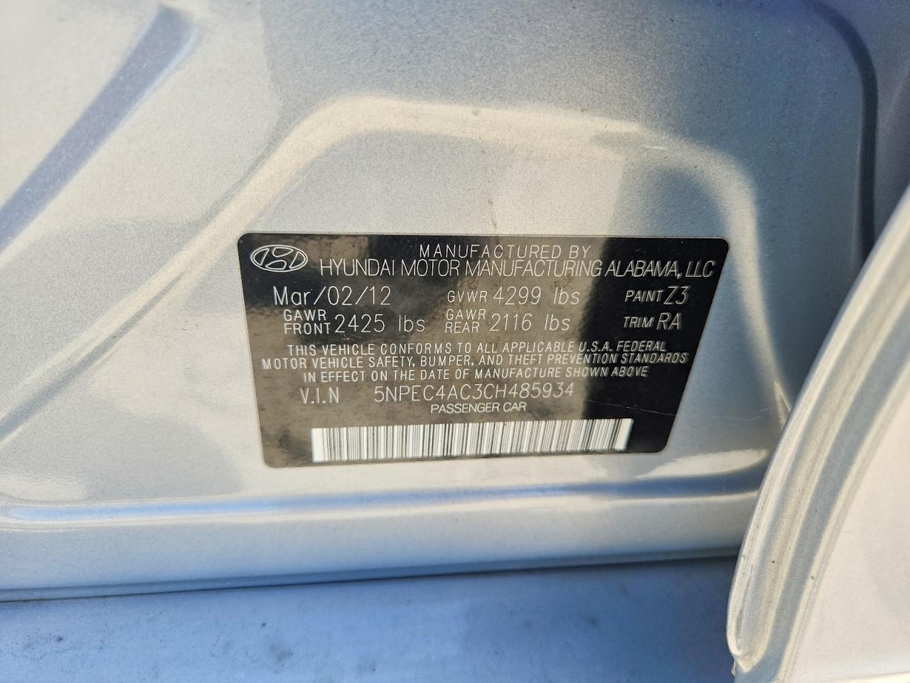 2012 Hyundai Sonata Limited Blue vin: 5NPEC4AC3CH485934