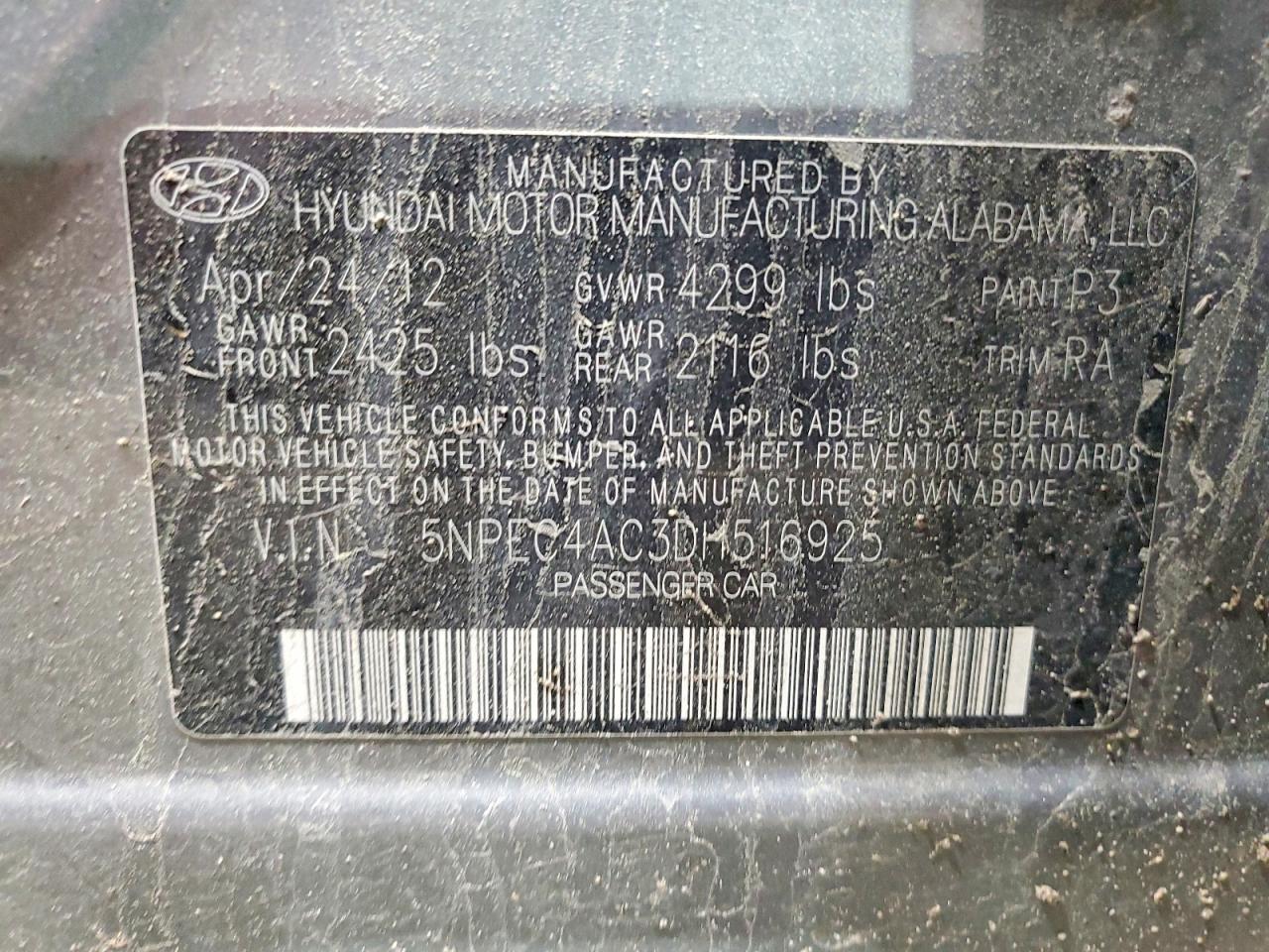 2013 Hyundai Sonata Se Серый vin: 5NPEC4AC3DH516925