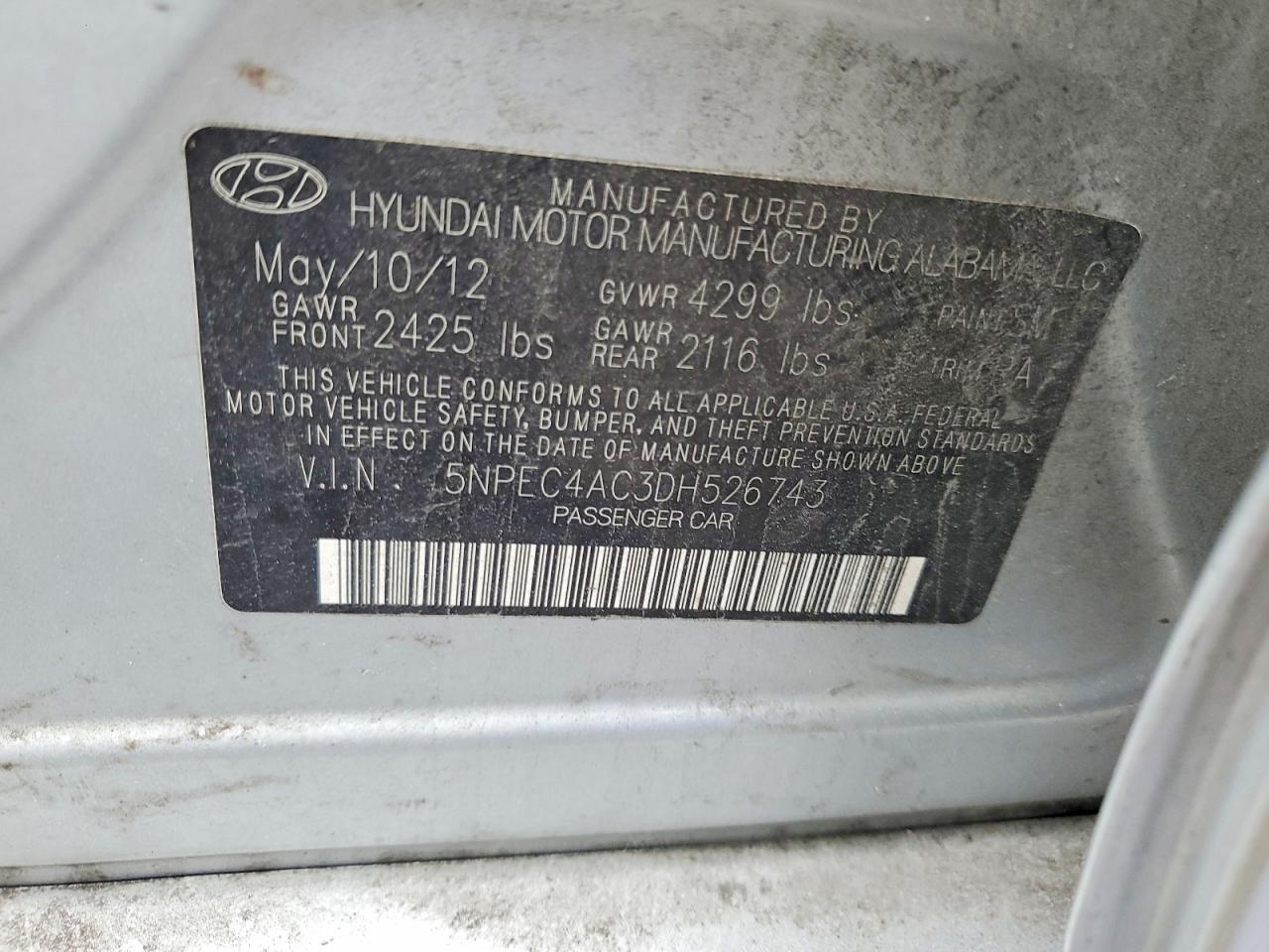 2013 Hyundai Sonata Se Silver vin: 5NPEC4AC3DH526743