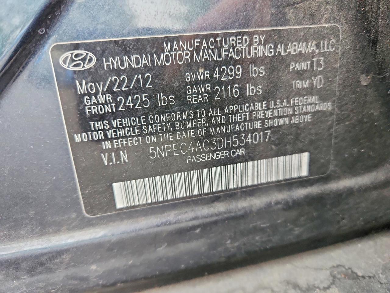 2013 Hyundai Sonata Limited Blue vin: 5NPEC4AC3DH534017