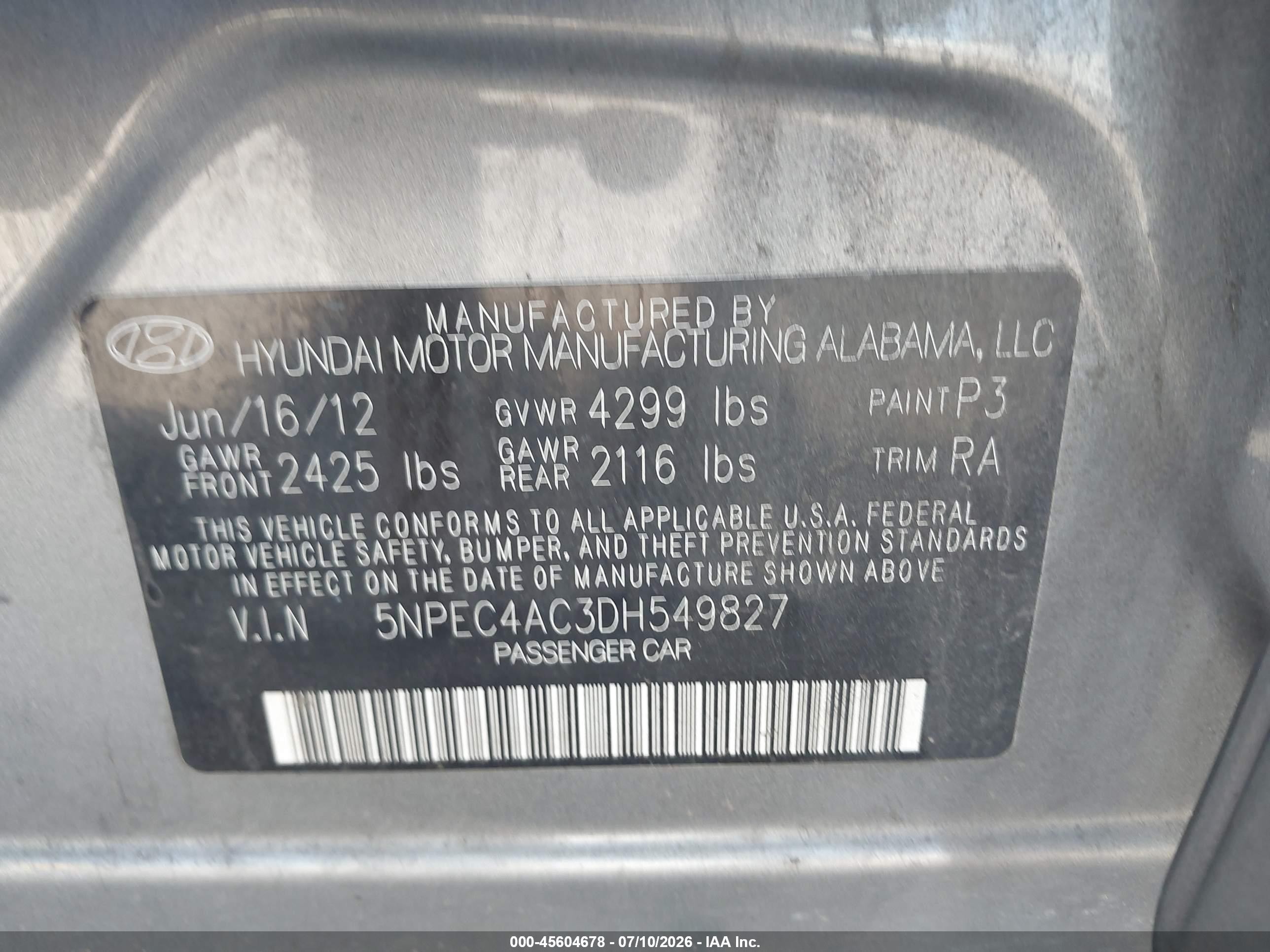 2013 Hyundai Sonata Limited Silver vin: 5NPEC4AC3DH549827