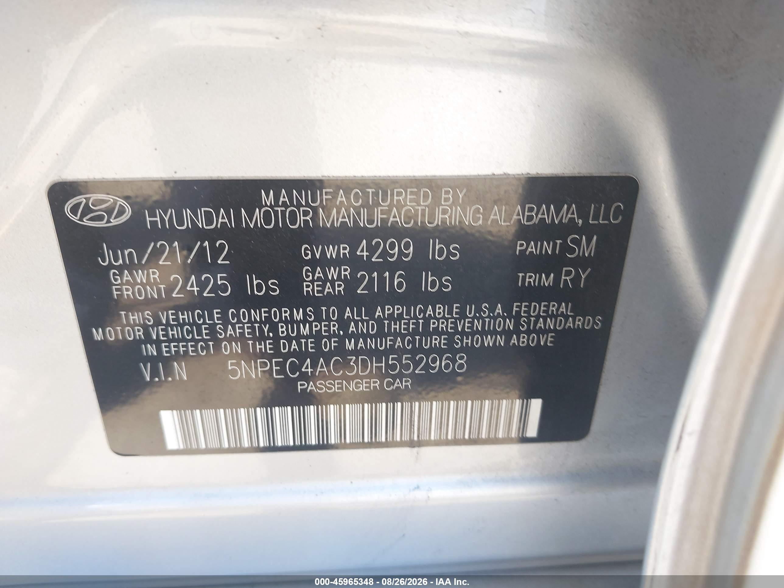 2013 Hyundai Sonata Limited Silver vin: 5NPEC4AC3DH552968