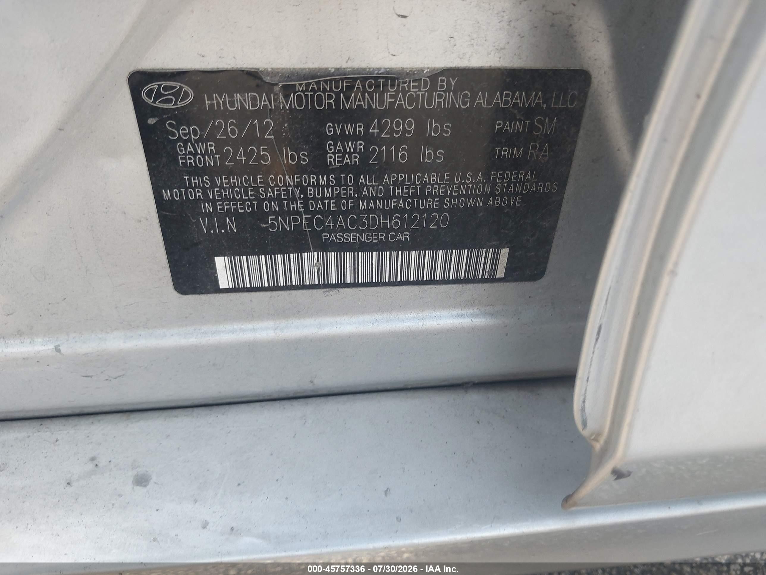 2013 Hyundai Sonata Limited Silver vin: 5NPEC4AC3DH612120