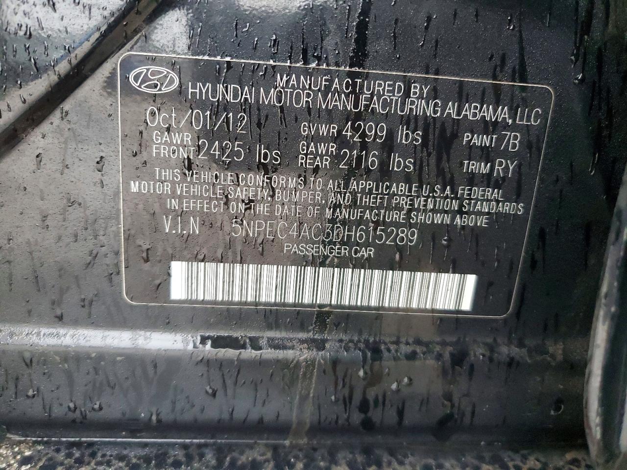 2013 Hyundai Sonata Se Black vin: 5NPEC4AC3DH615289