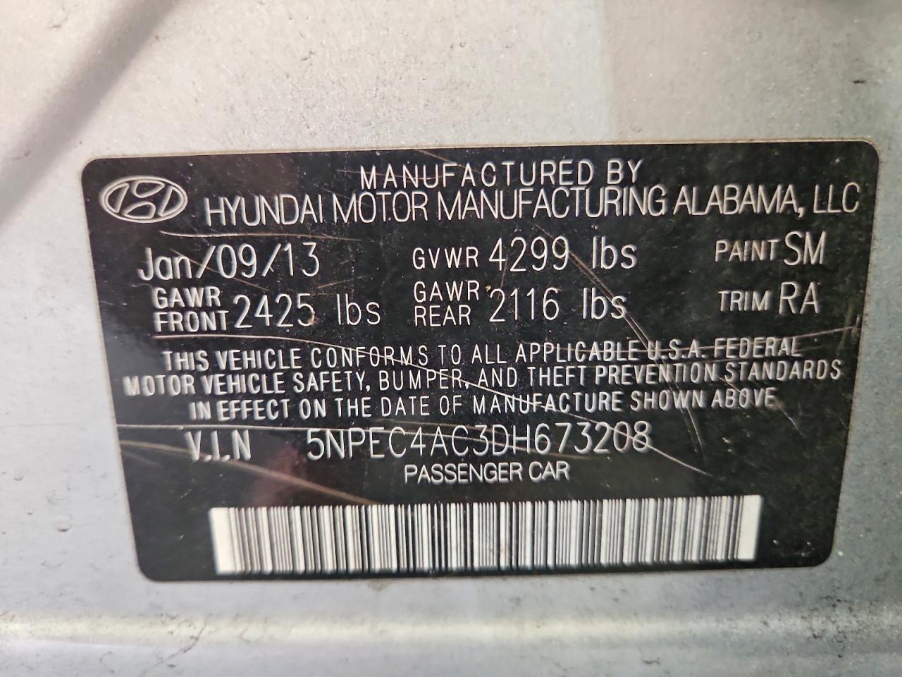 2013 Hyundai Sonata Se Серебряный vin: 5NPEC4AC3DH673208