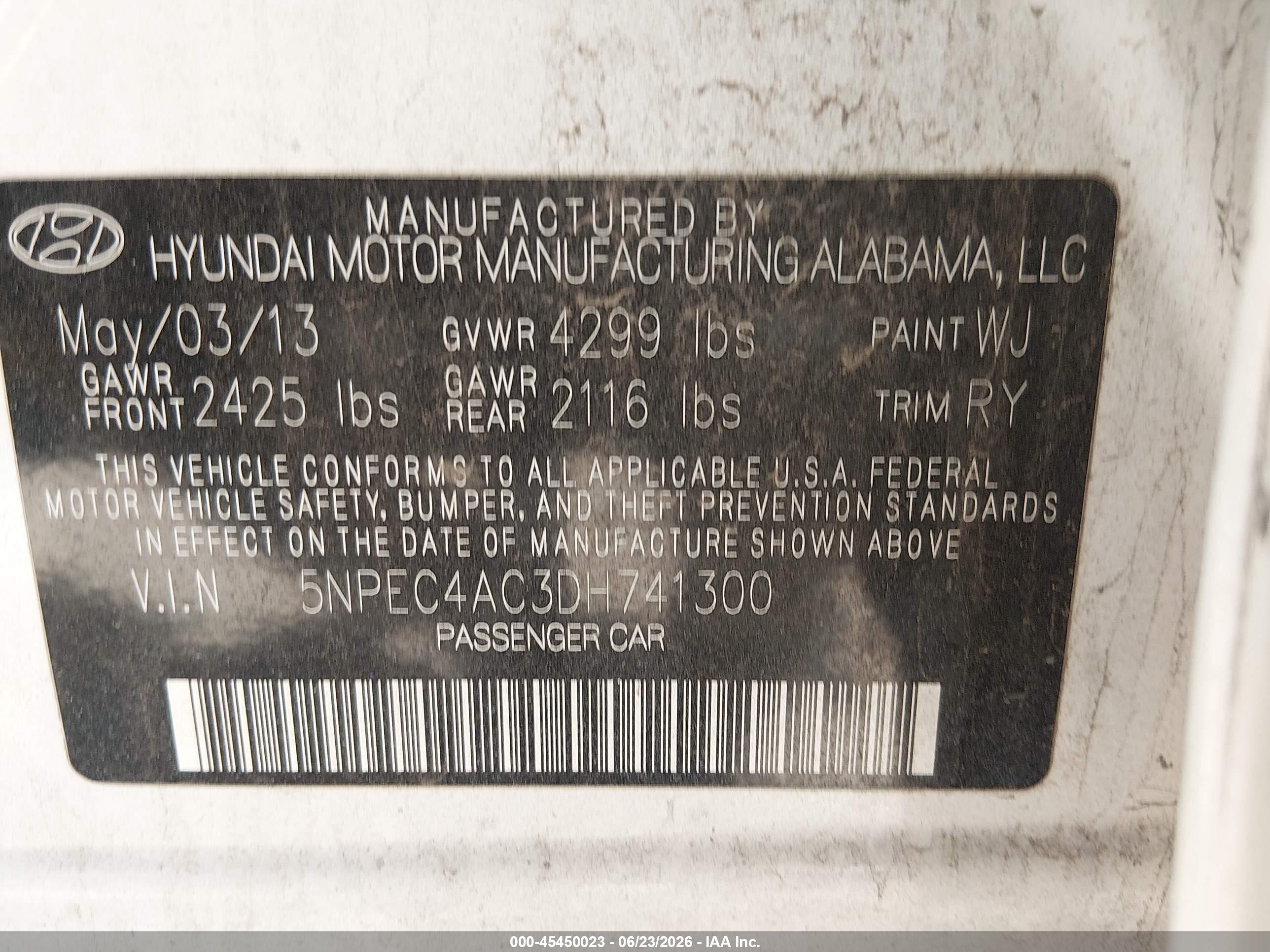 2013 Hyundai Sonata Se White vin: 5NPEC4AC3DH741300