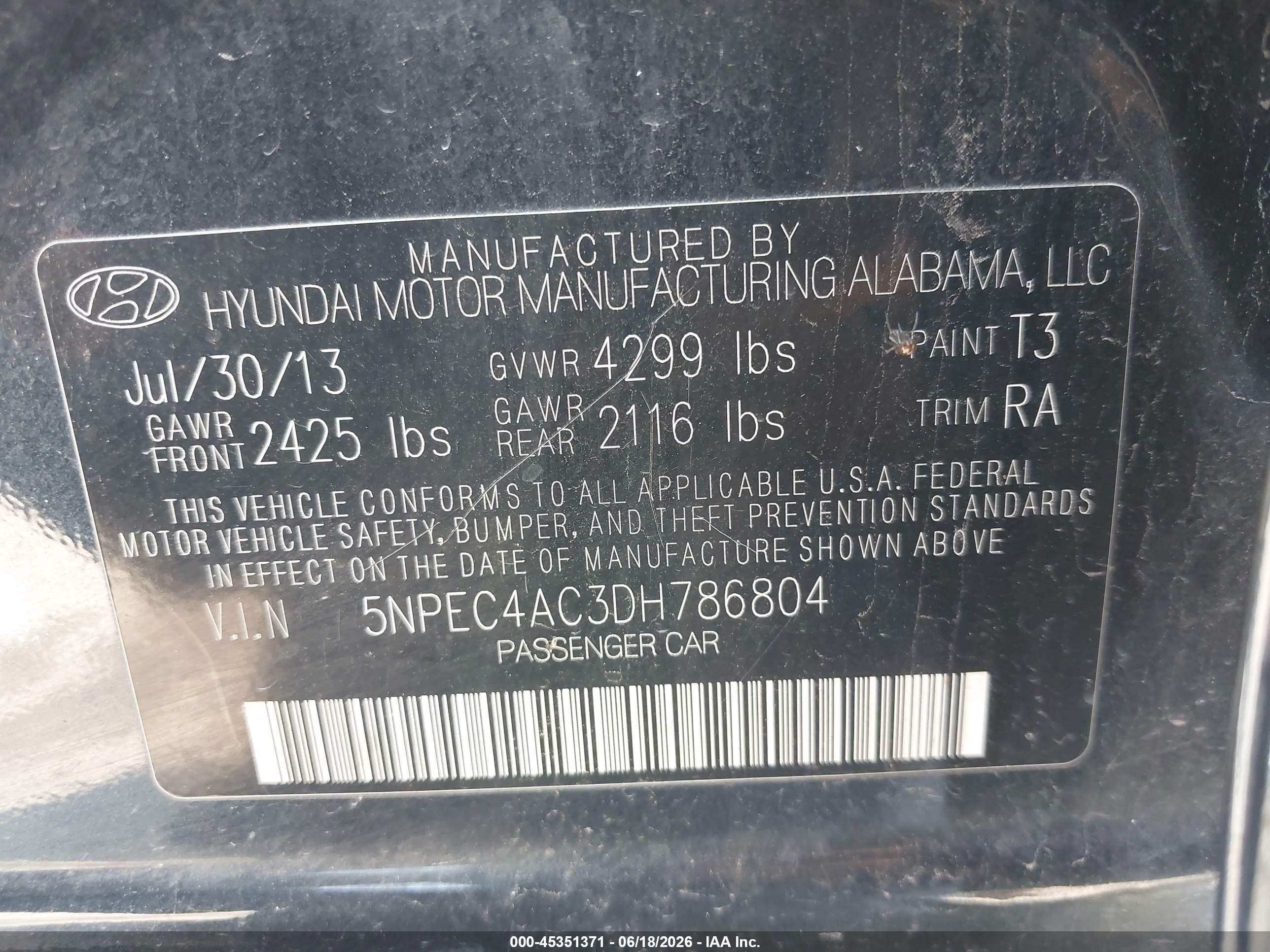 2013 Hyundai Sonata Se Blue vin: 5NPEC4AC3DH786804