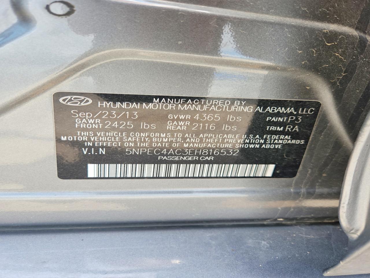 2014 Hyundai Sonata Limited Silver vin: 5NPEC4AC3EH816532