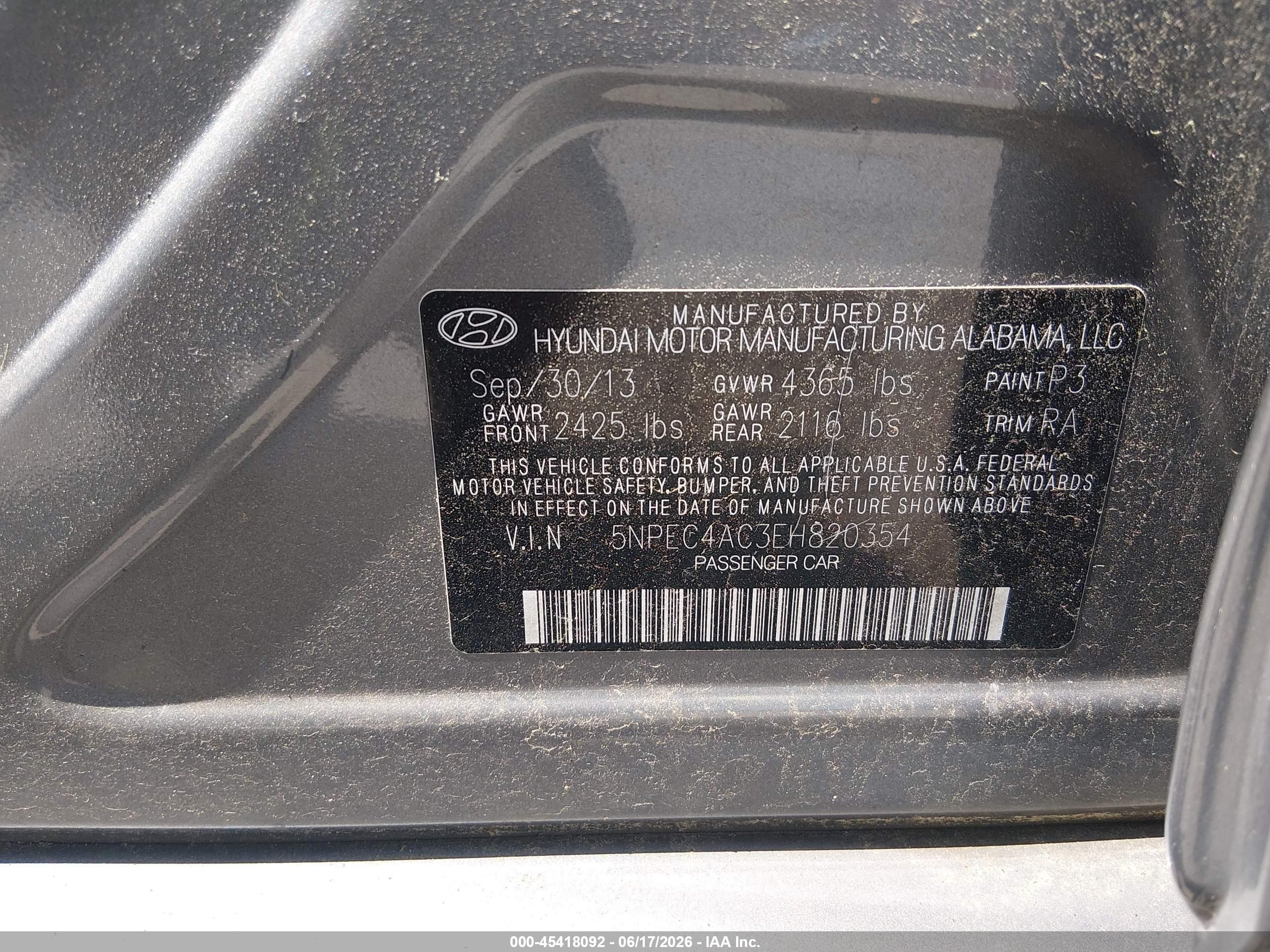 2014 Hyundai Sonata Se Gray vin: 5NPEC4AC3EH820354
