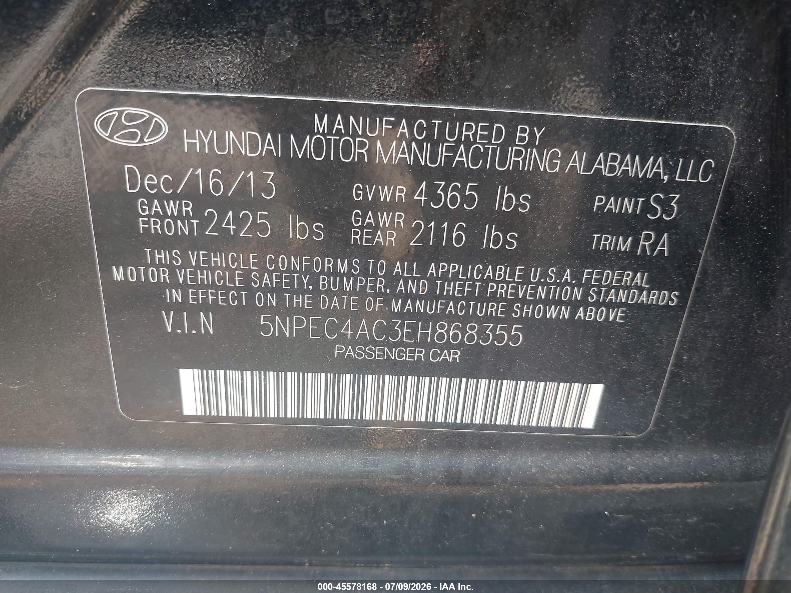 2014 Hyundai Sonata Limited Черный vin: 5NPEC4AC3EH868355