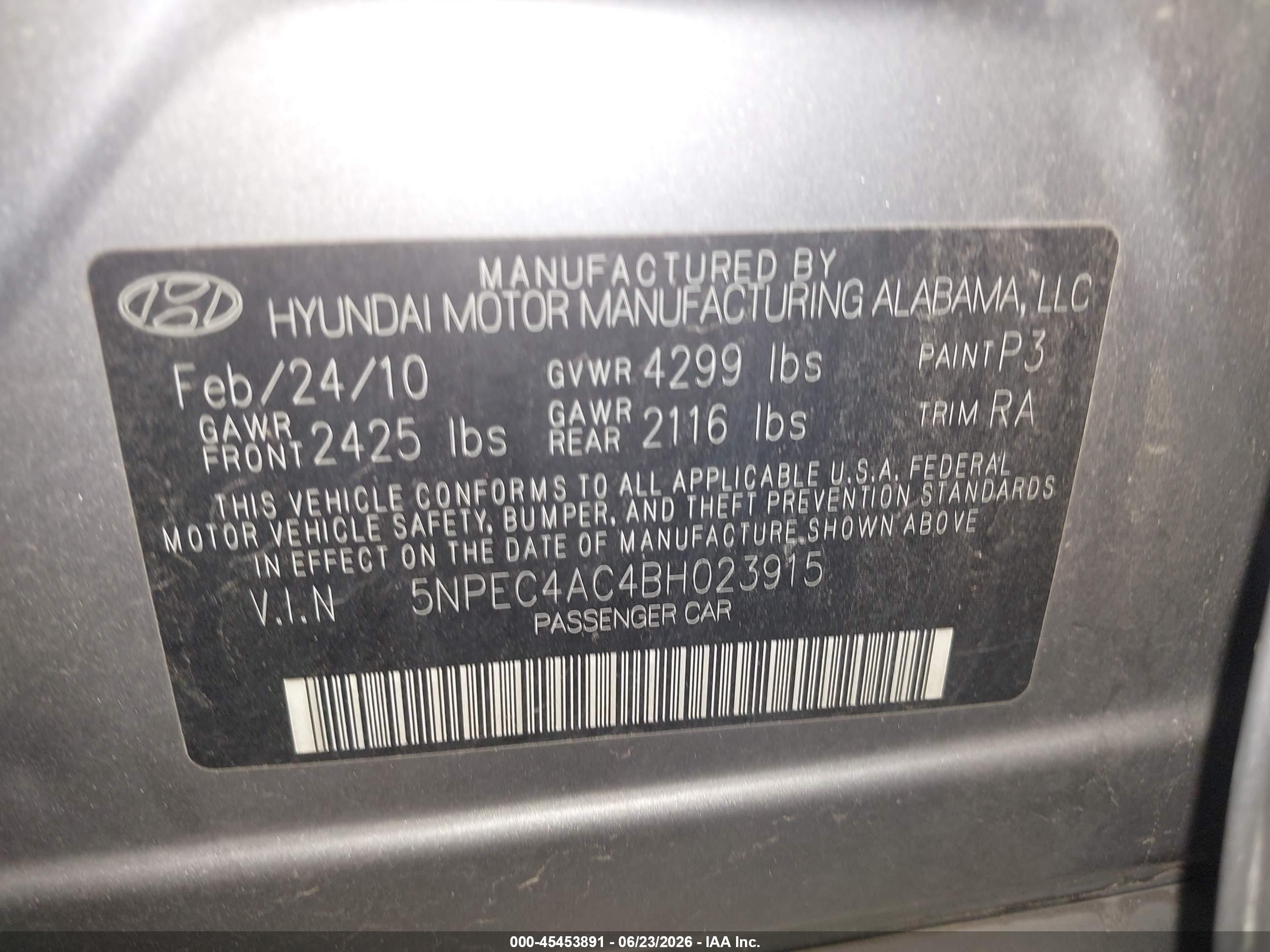 2011 Hyundai Sonata Se Gray vin: 5NPEC4AC4BH023915