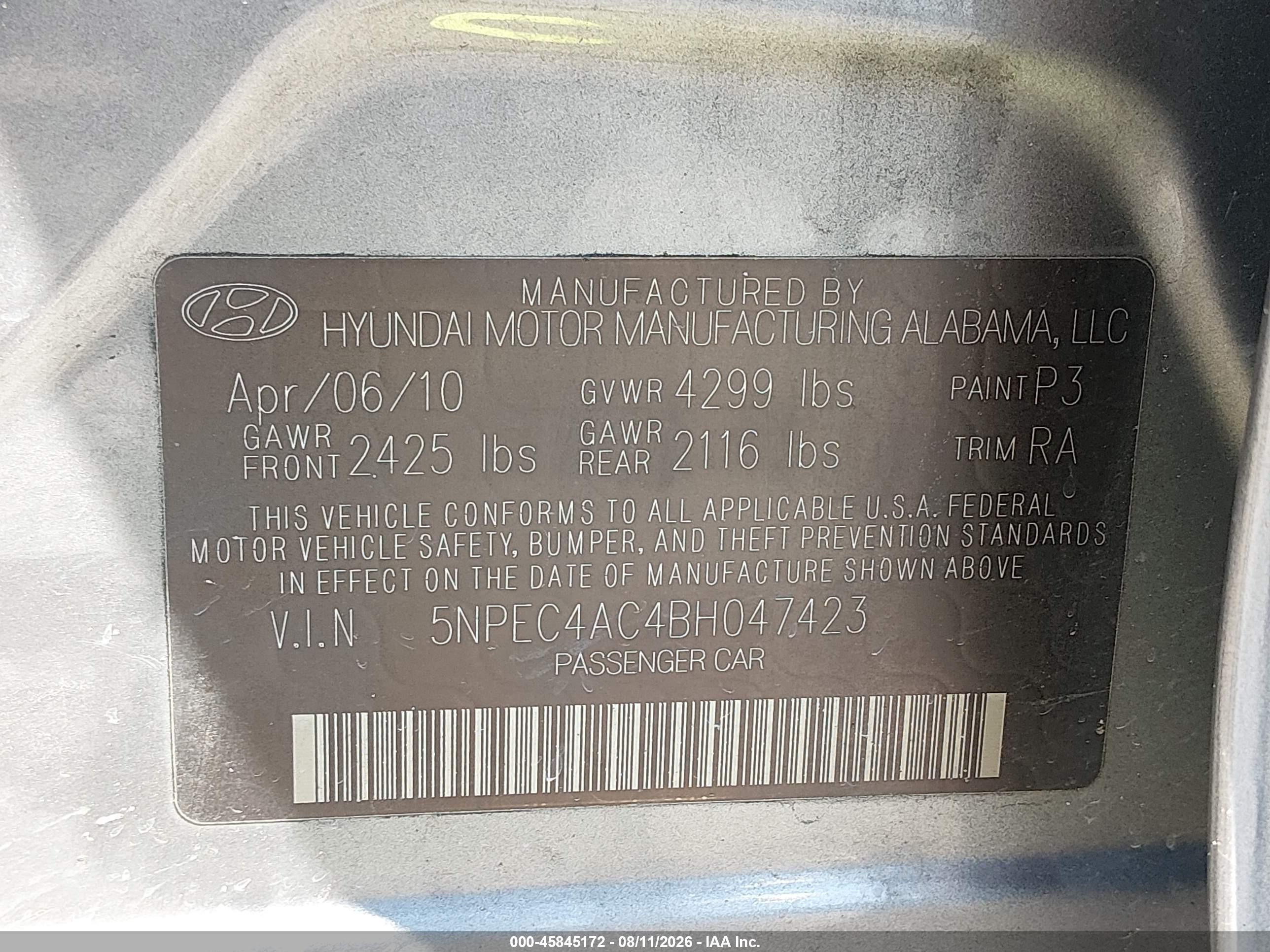 2011 Hyundai Sonata Limited Gray vin: 5NPEC4AC4BH047423