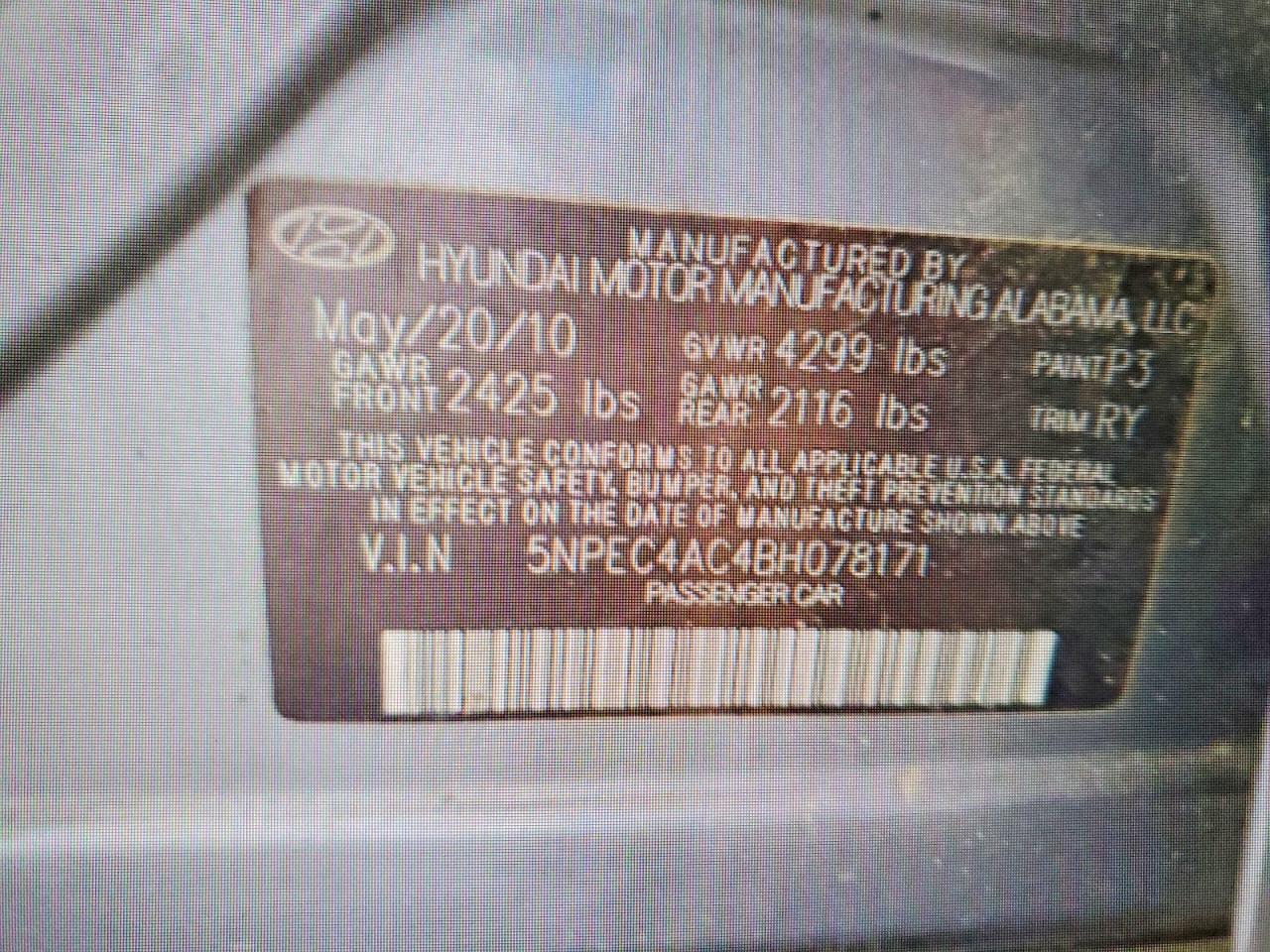 2011 Hyundai Sonata Limited Gray vin: 5NPEC4AC4BH078171